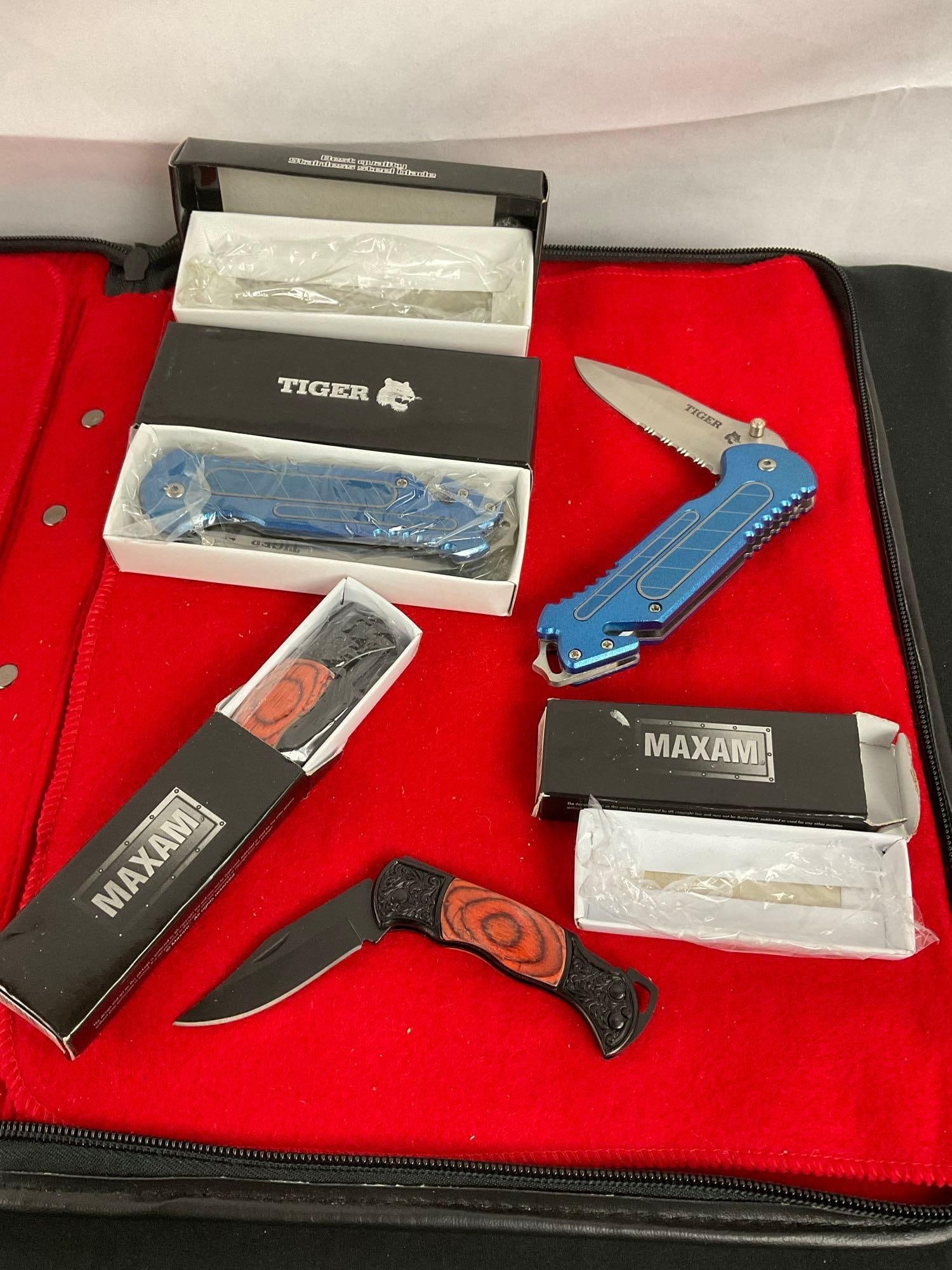 2x NIB Tiger Stainless Steel Folding Pocket Knives & 2x NIB Maxam Folding Pocket Knives (1 of 5)