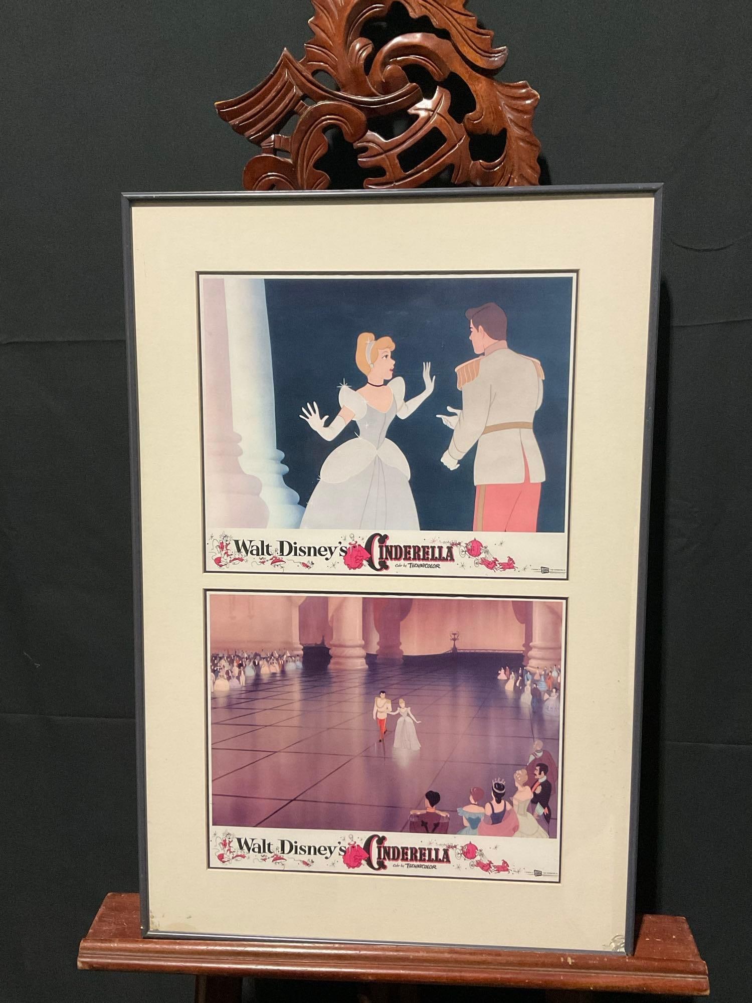 Framed Pair of Walt Disney Cinderella Lobby Cards, pair of Ball Dancing Scenes (1 of 6)