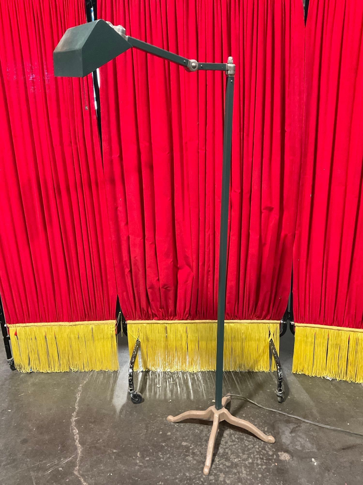 Vintage Teal Painted Metal Standing Floor Bridge Lamp w/ Metal Shade. Tested, Works. See pics. (1 of 8)