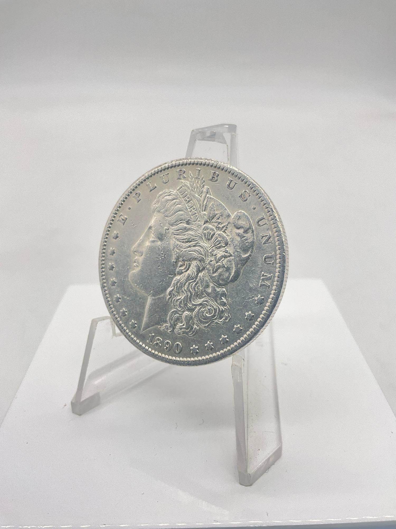 Antique 1890-S Silver morgan dollar coin (1 of 3)