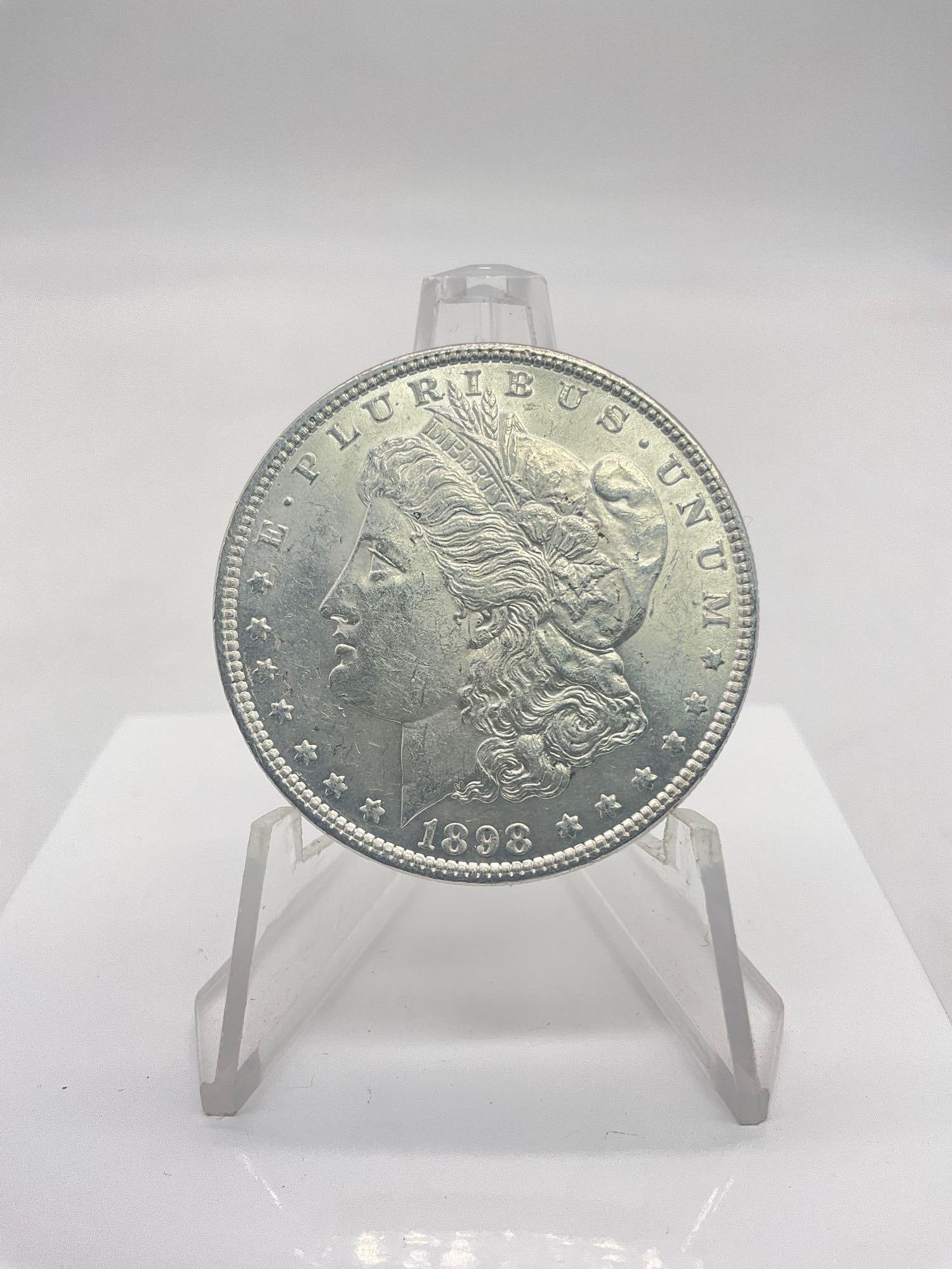 1898-P Antique silver morgan dollar coin (1 of 6)