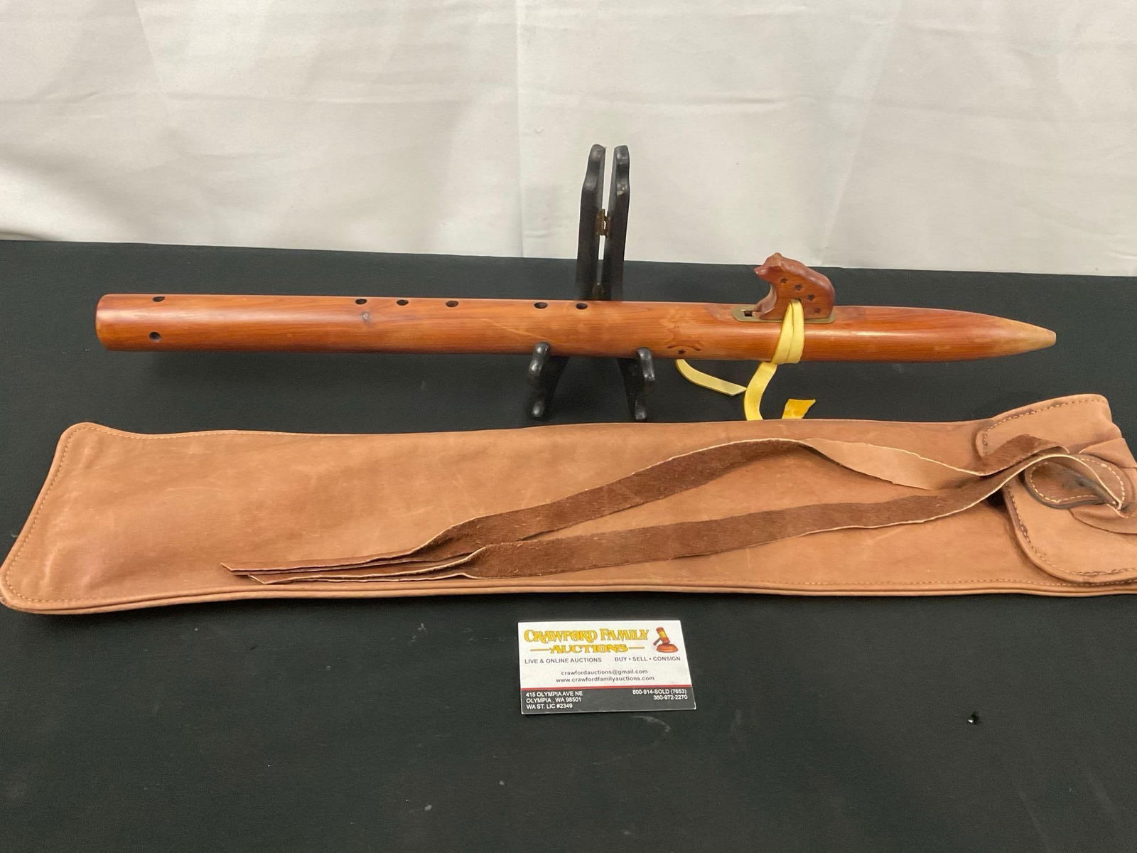 Vintage 1995 Native American Wooden Flute w/ Leather Case (1 of 4)