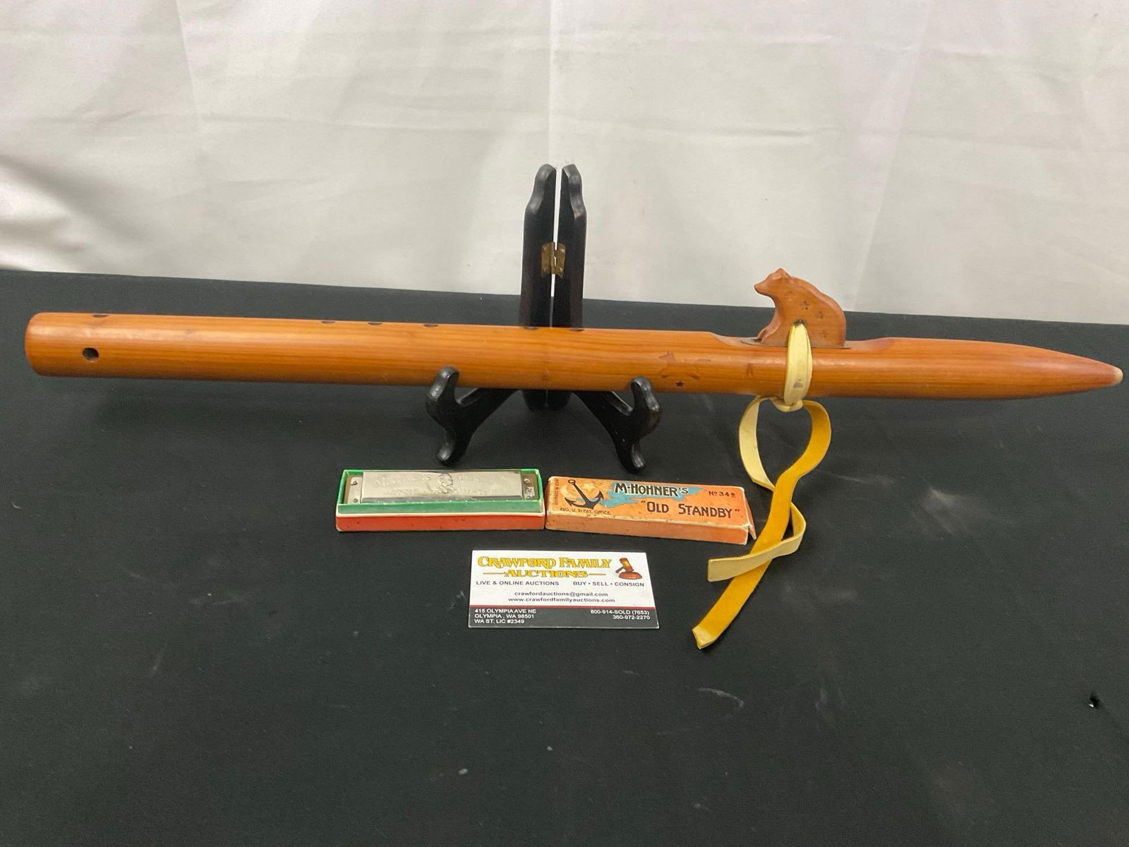 Vintage 1995 Native American Wooden Flute & M. Hohner Old Standby no.34 Harmonica (1 of 7)