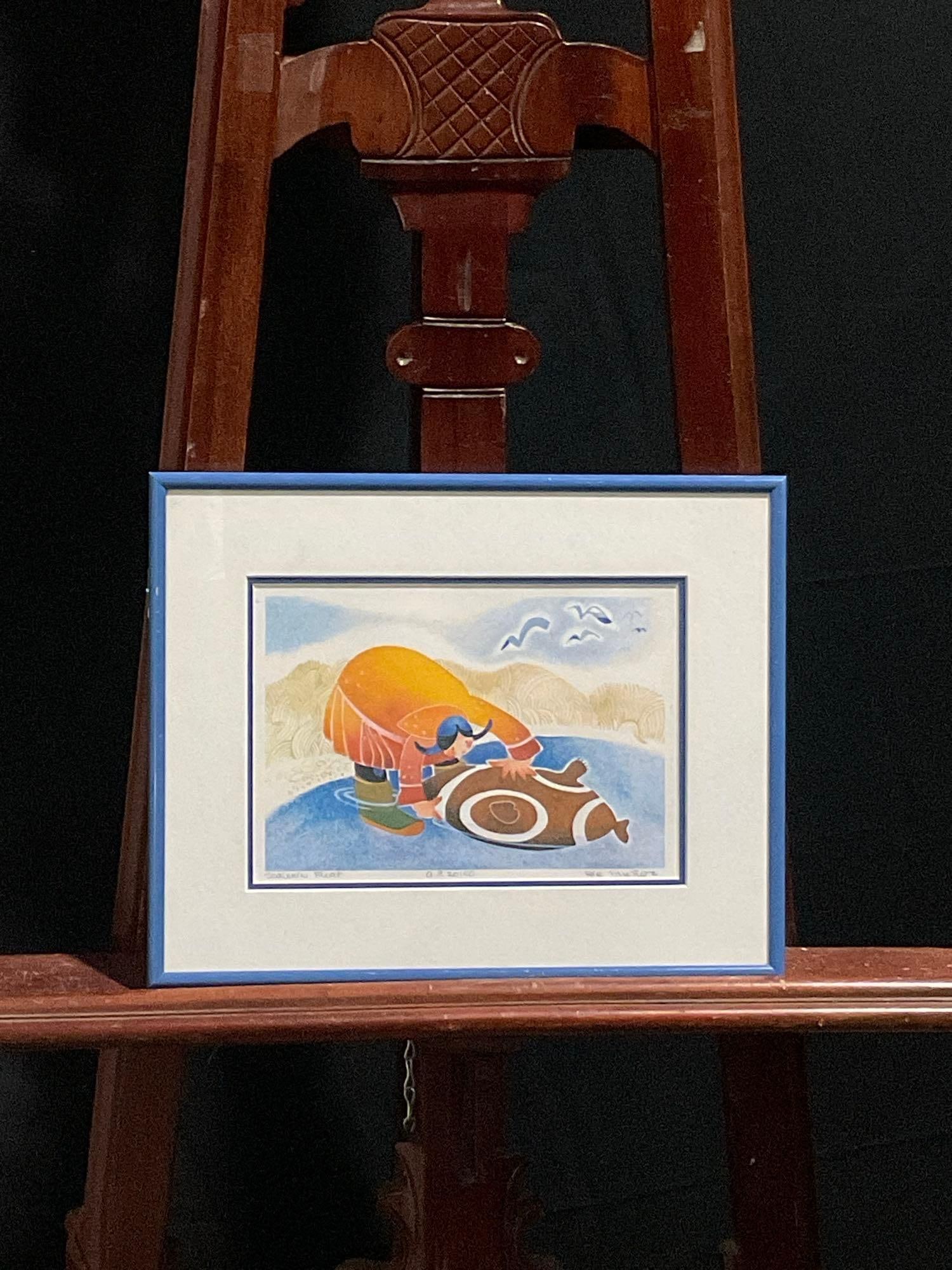 Framed Vintage 1982 Signed Artists Proof #d 20/50 titled Sealskin Float by Rie Munoz (1 of 3)