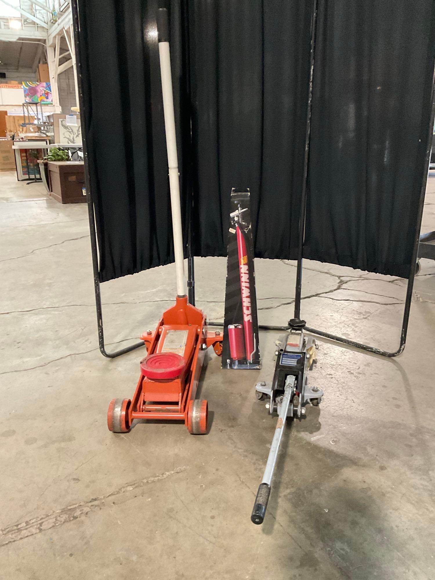 Central Hydaulics 3-Ton Floor Jack + 4000lb Floor Jack & Schwinn 1500 Reservoir Floor Pump (1 of 7)