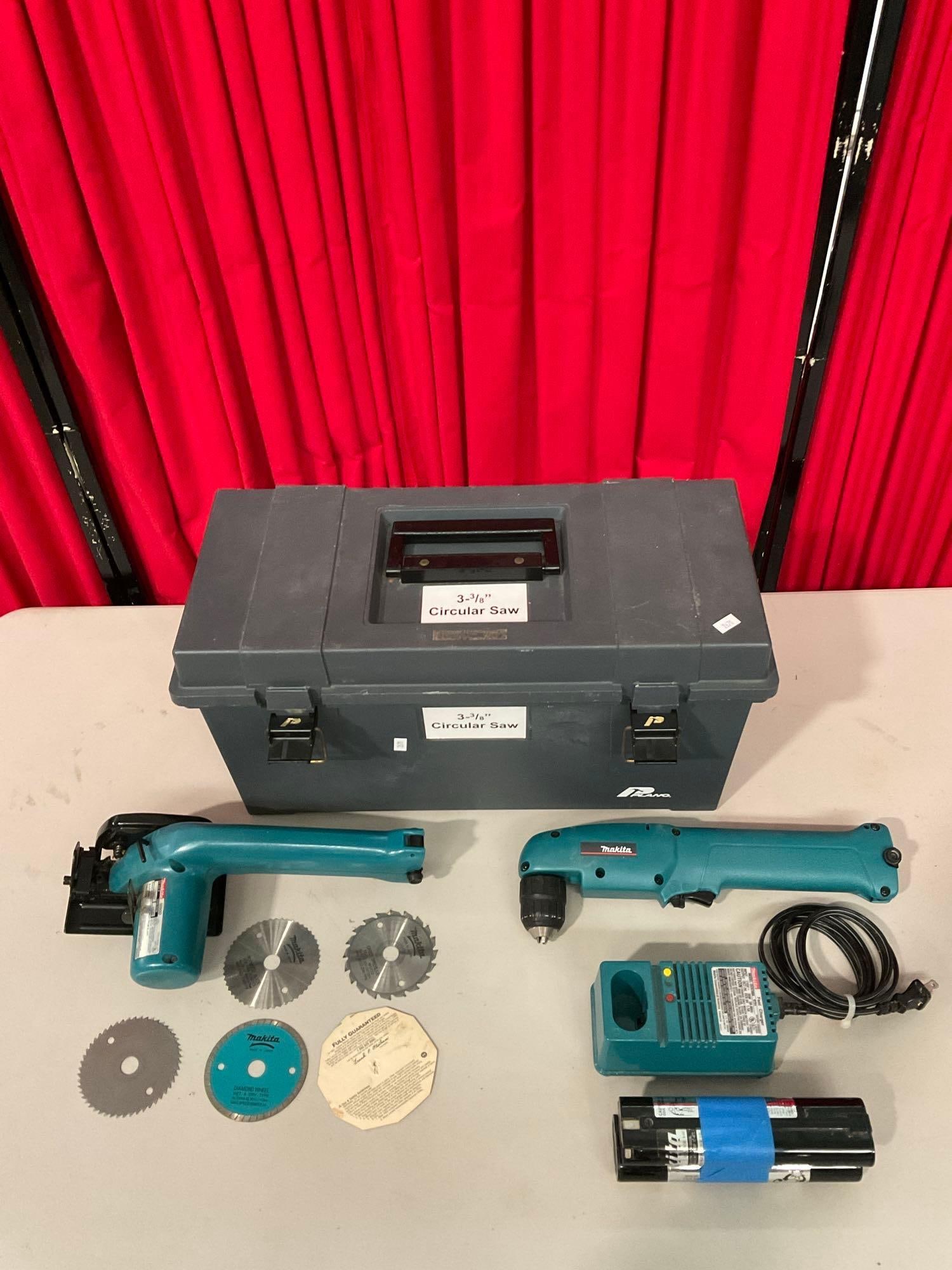 2 pcs Makita Power Tools & Accessories. 1x Cordless Angle Drill & 1x Cordless 3 3/8" Circular Saw. (1 of 8)