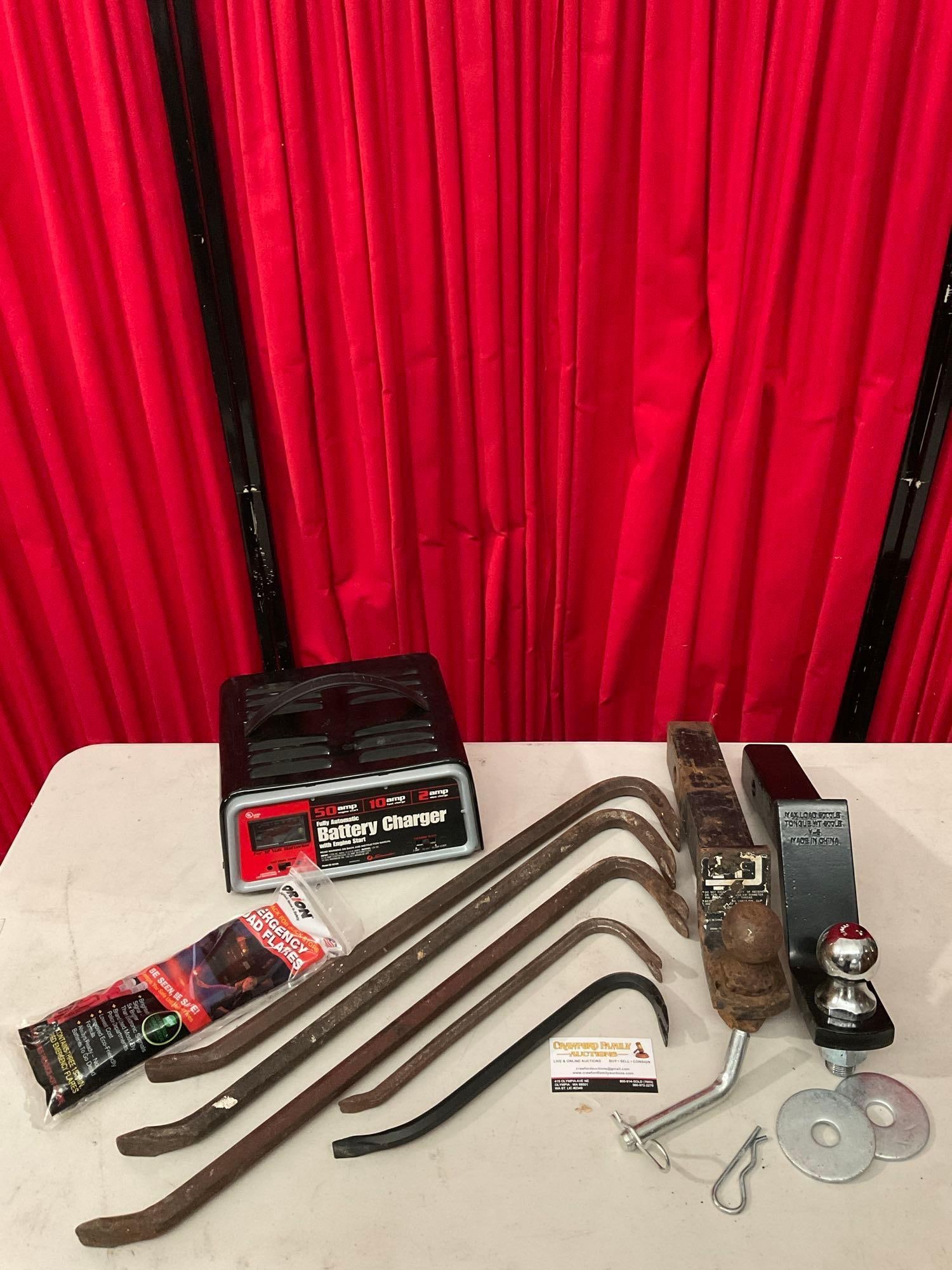 10 pcs Car/Truck Safety Equipment & Accessories. 2x Tow Hitches, 1x Schumacher Battery Charger. See (1 of 9)