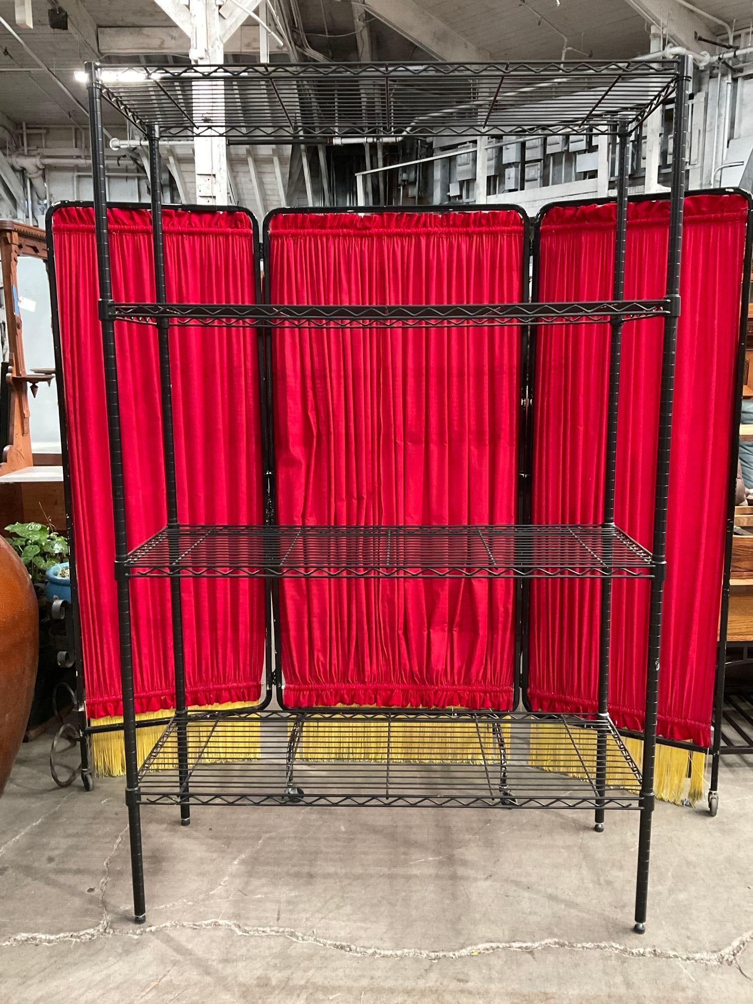 Matte Black Painted Industrial Steel Shelving Unit w/ 4 Adjustable Shelves. Measures 47" x 75" See (1 of 5)