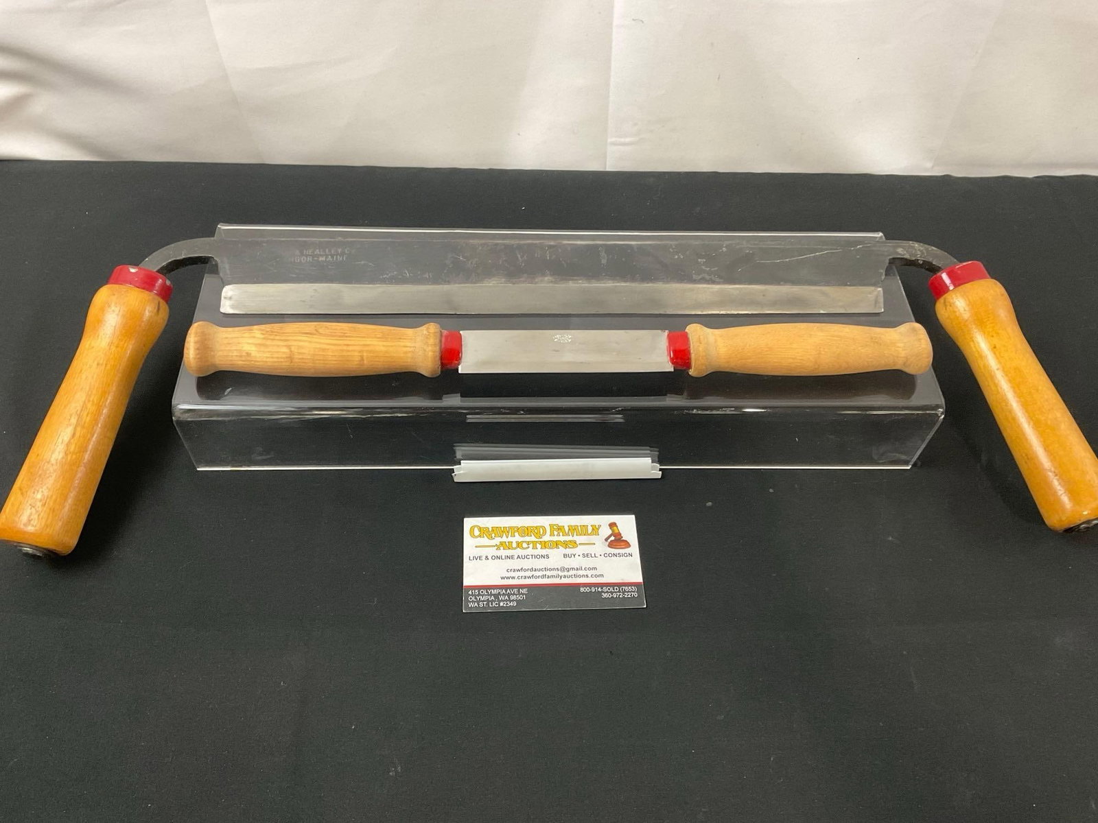 Pair of Draw Knives, Snow & Nealley Bangor Maine & Erik Frost Mora Sweden: Appears to be in good shape. The larger Snow & Nealley piece has a blade that measures approx 13.75 inches. See pics. E-2670