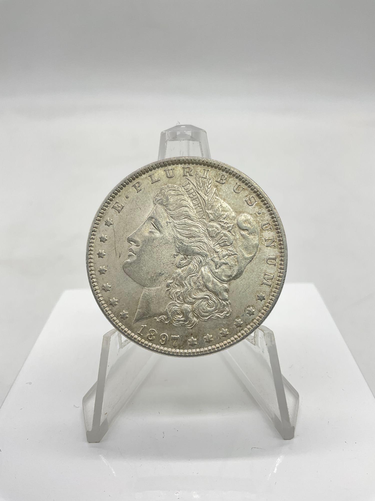 Antique 1897 Silver Morgan Dollar Nice coin (1 of 3)