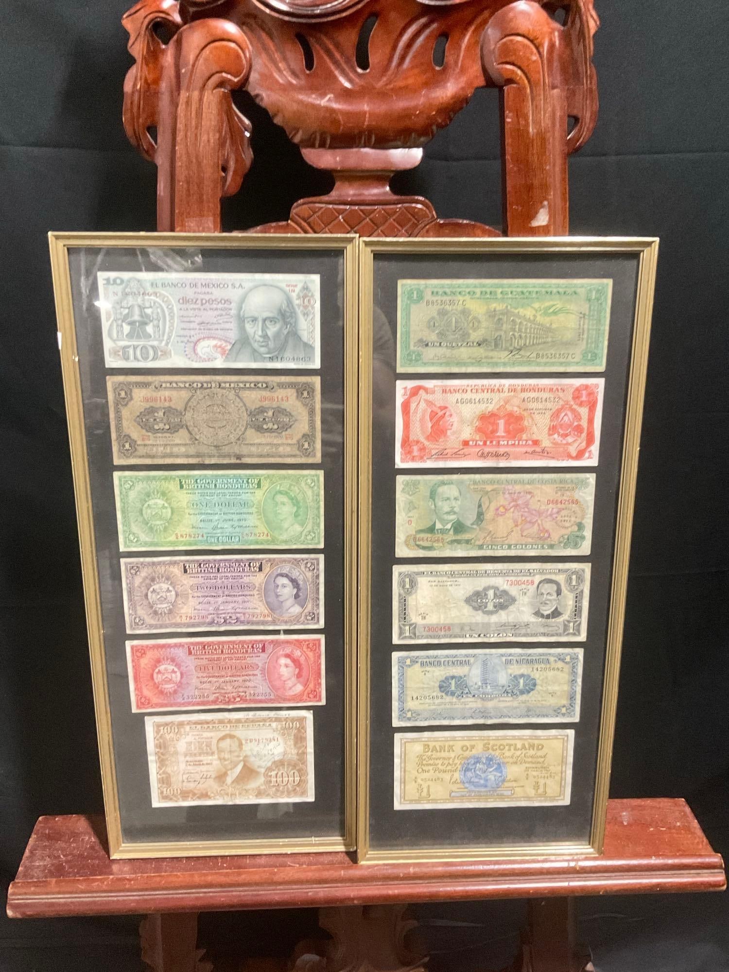 2 x Framed Vintage & Antique Bank notes from Various country's See pics (1 of 8)