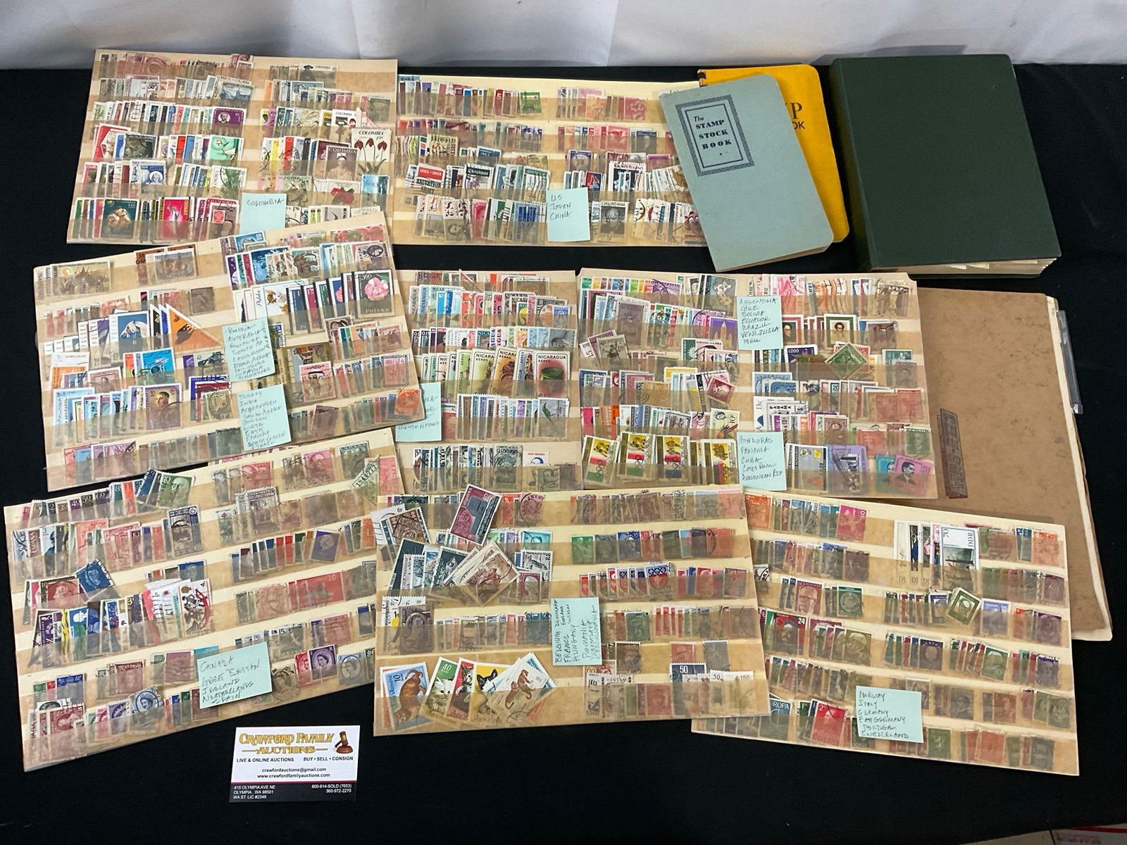Stamp Collection, Separated into Countries, Several Hundred pieces, couple stock books, and album (1 of 12)