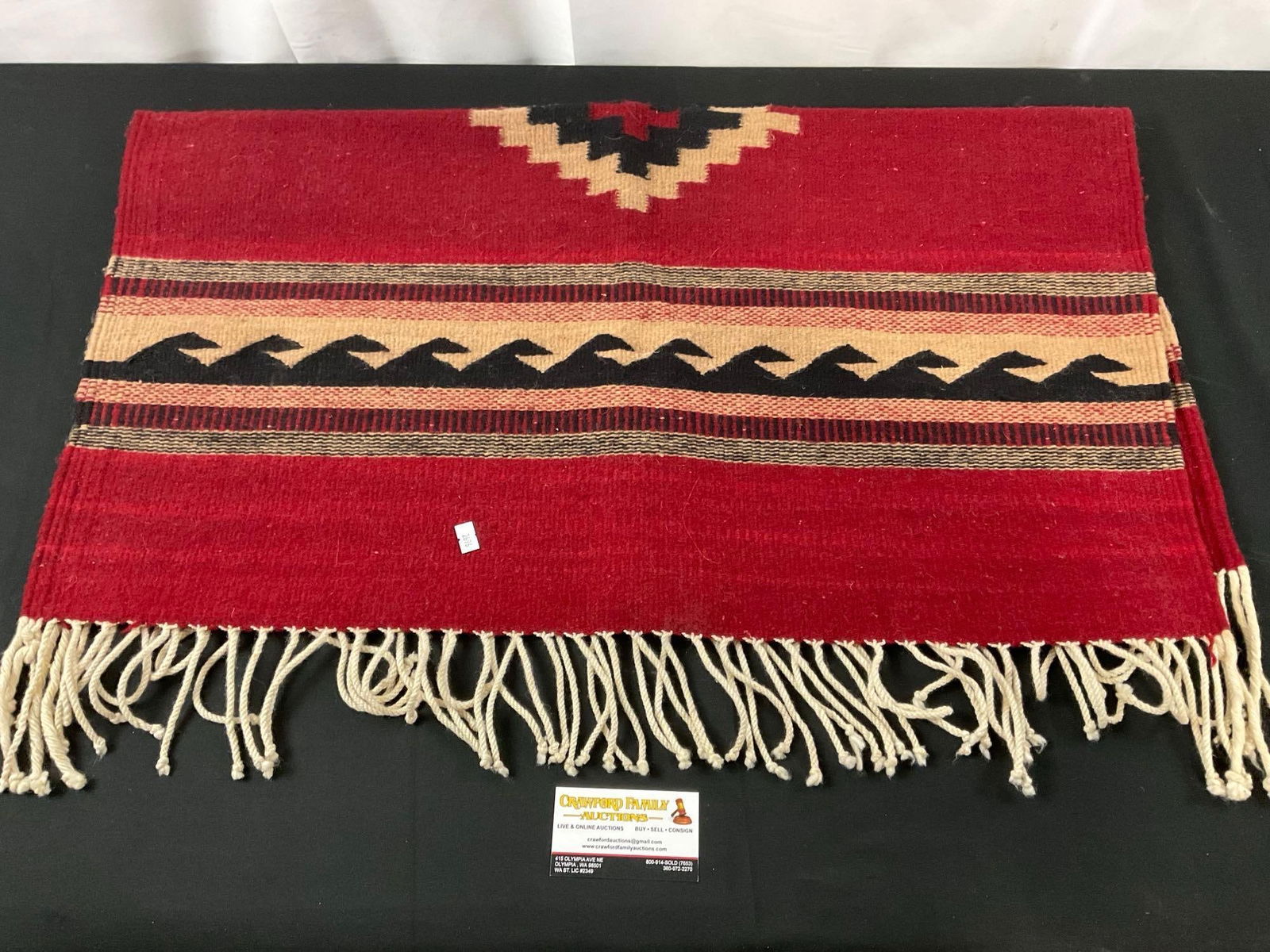 Southwestern Handknotted Blanket, Red/Beige/Black in color, possibly Pueblo made (1 of 4)