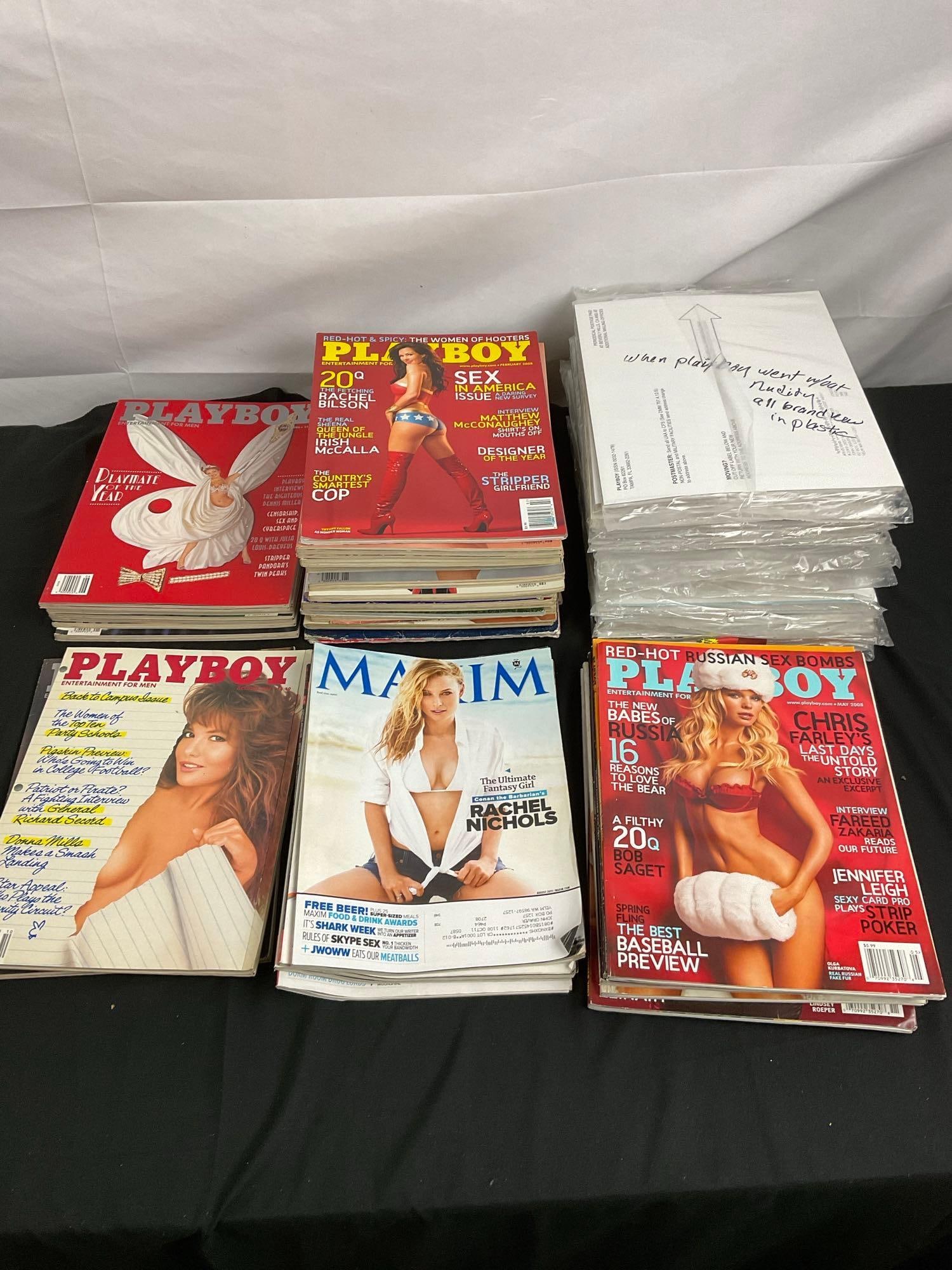 50+ Vintage & Modern Playboys 1980's-2010's incl. ~20 unopened in original plastic - See pics: Good condition. T-2694