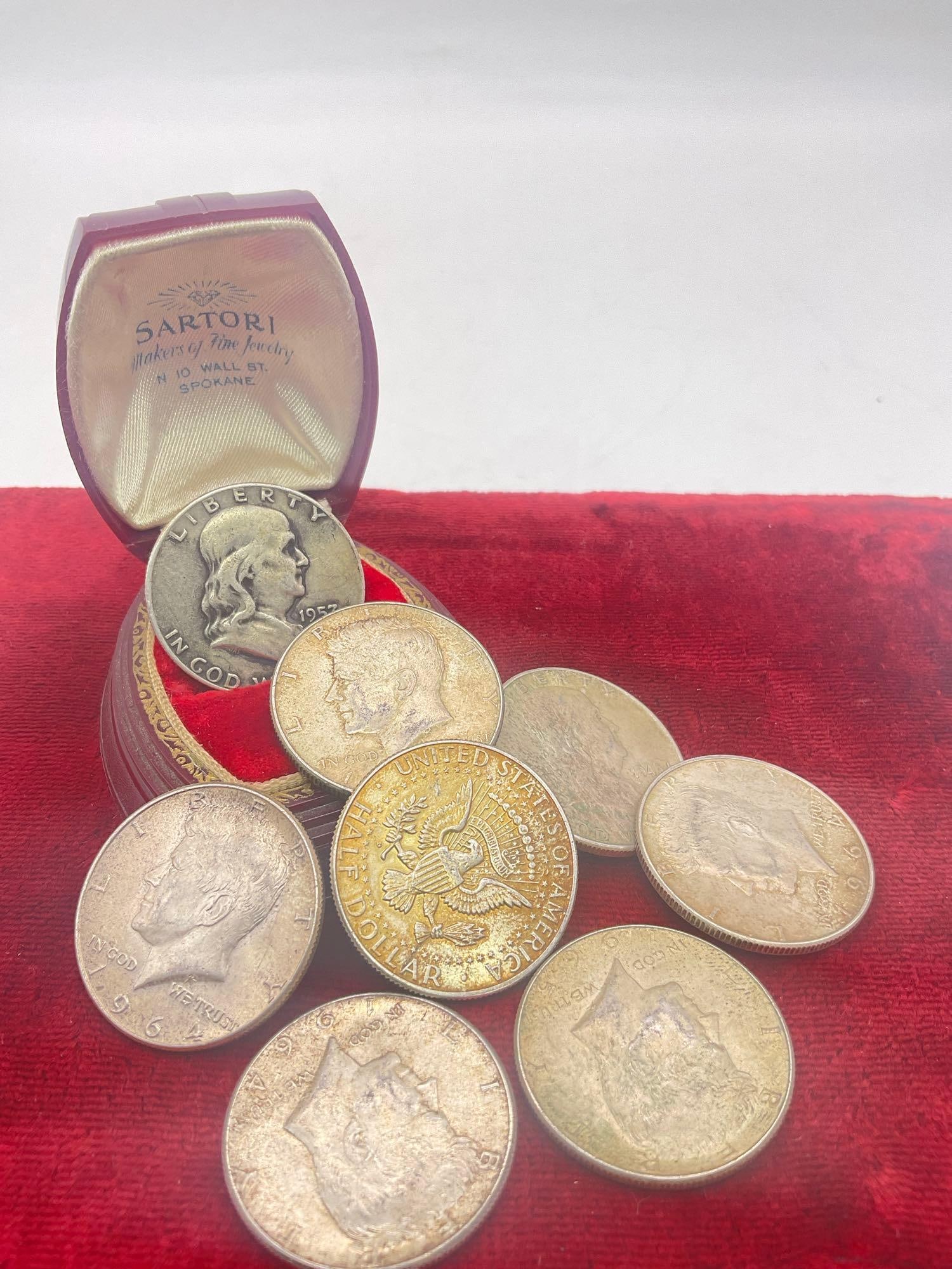 Nice selection of 8 x Silver Half Dollars, Franklins & Kennedy's see Pics (1 of 2)