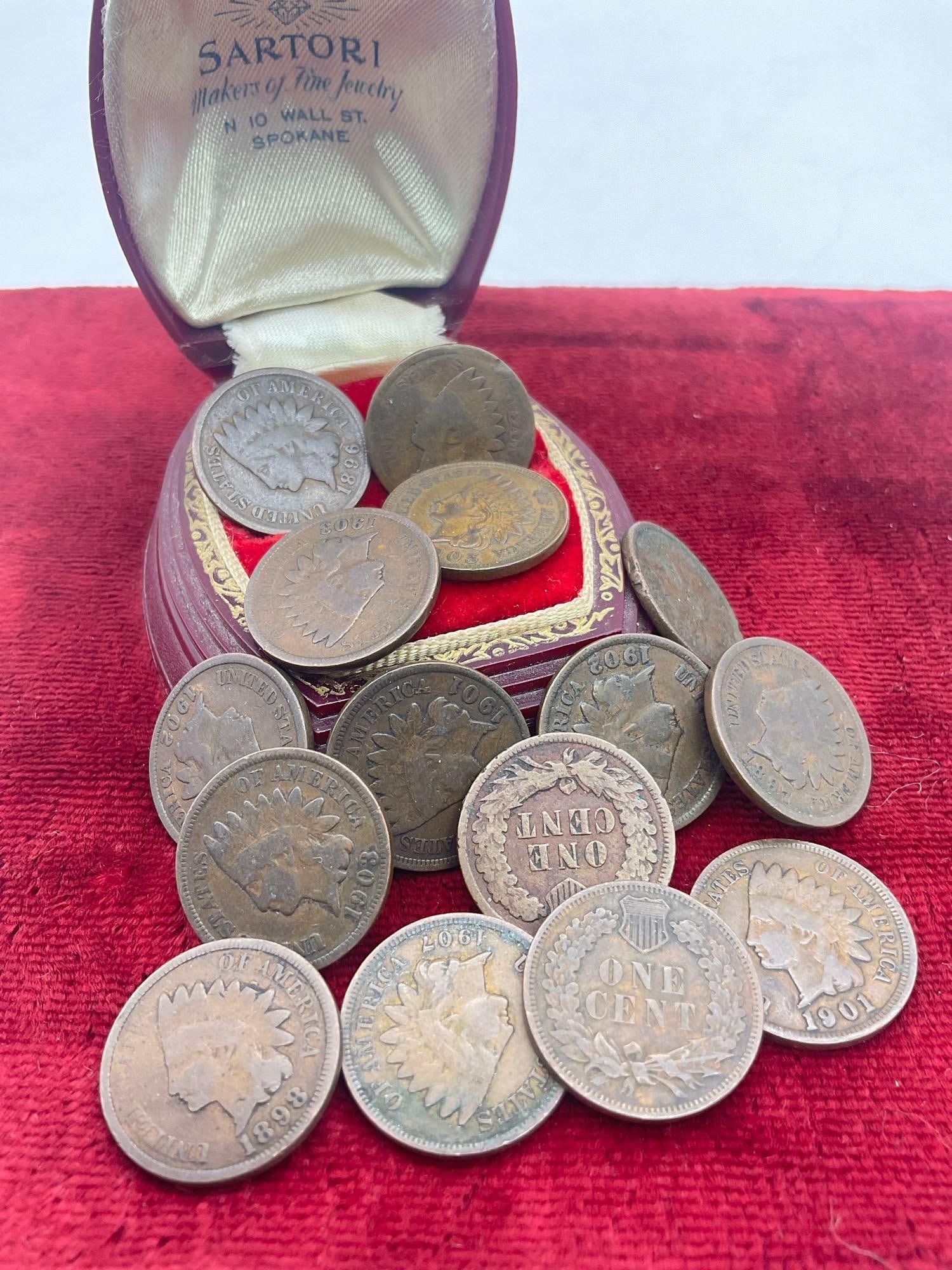 Nice selection of Antique Indian Head pennies 1883 to 1907 see pics: 1883, 1886.1887.1888, 1889 2x 1901, 2x 1902, 2x 1903, 1x 1904, 1x 1905, 2x 1907 SC-2689