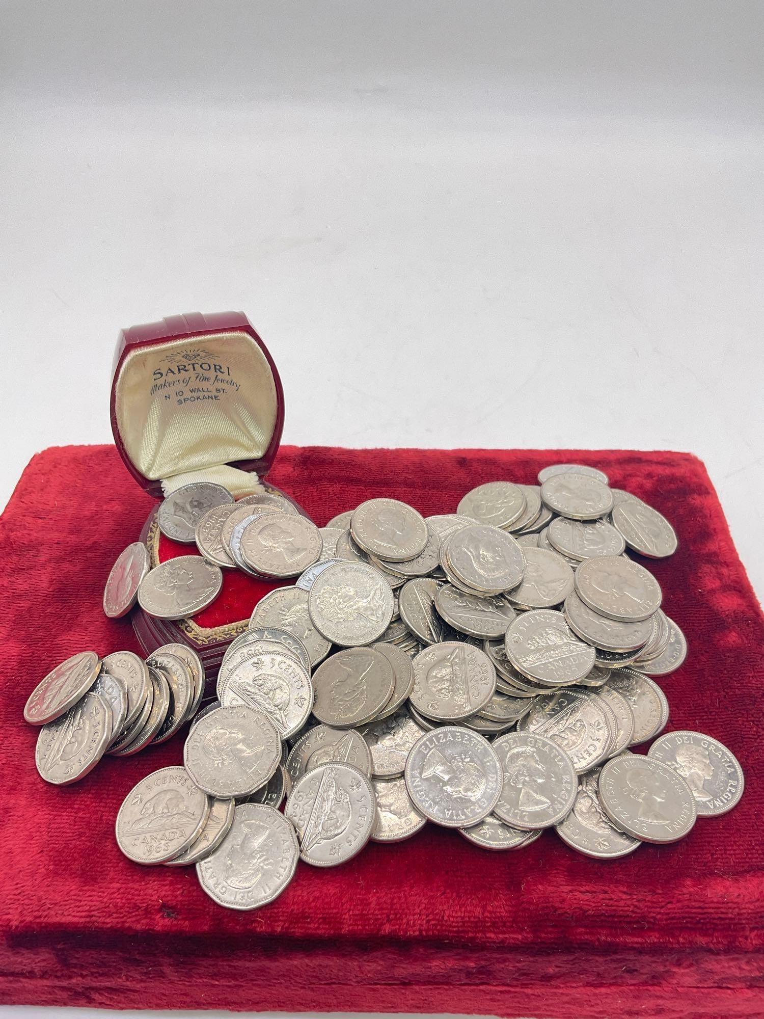 Huge collection of mixed date Canadian Nickels - lots of 50's & 60's see pics as is: JC-1554