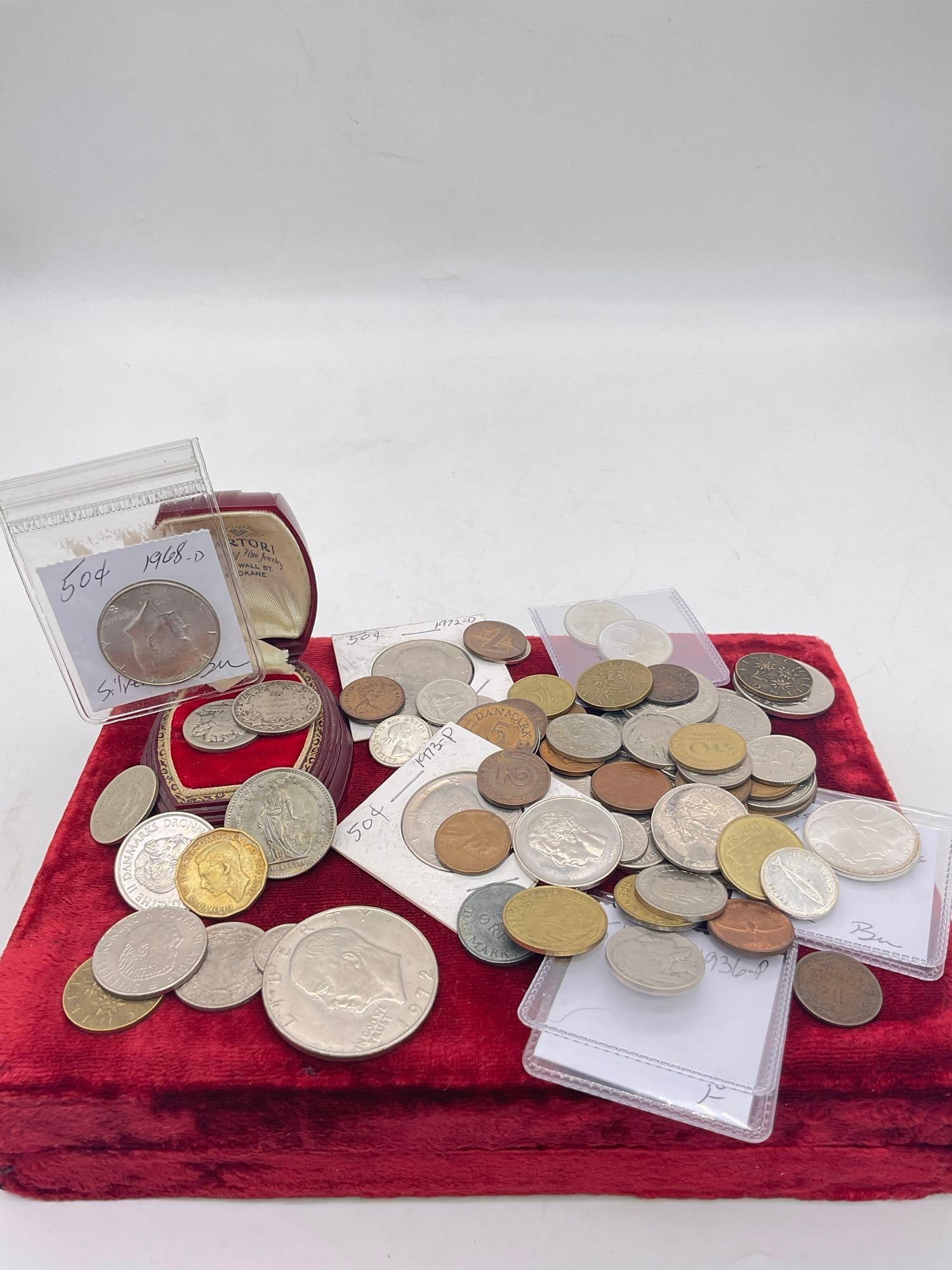 large collection of US and Foreign coin incl. some silver like 1932 Canadian quarter, etc (1 of 4)