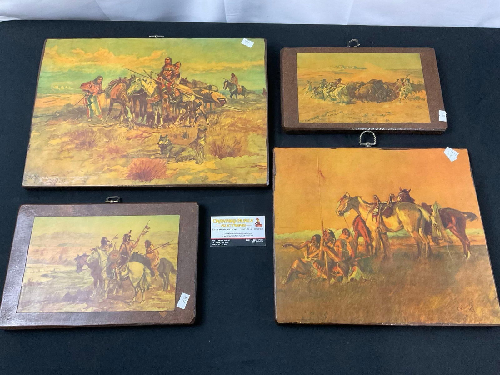 4 CM Russell Wooden Plaques Wall hanging, Native American Scenes (1 of 6)