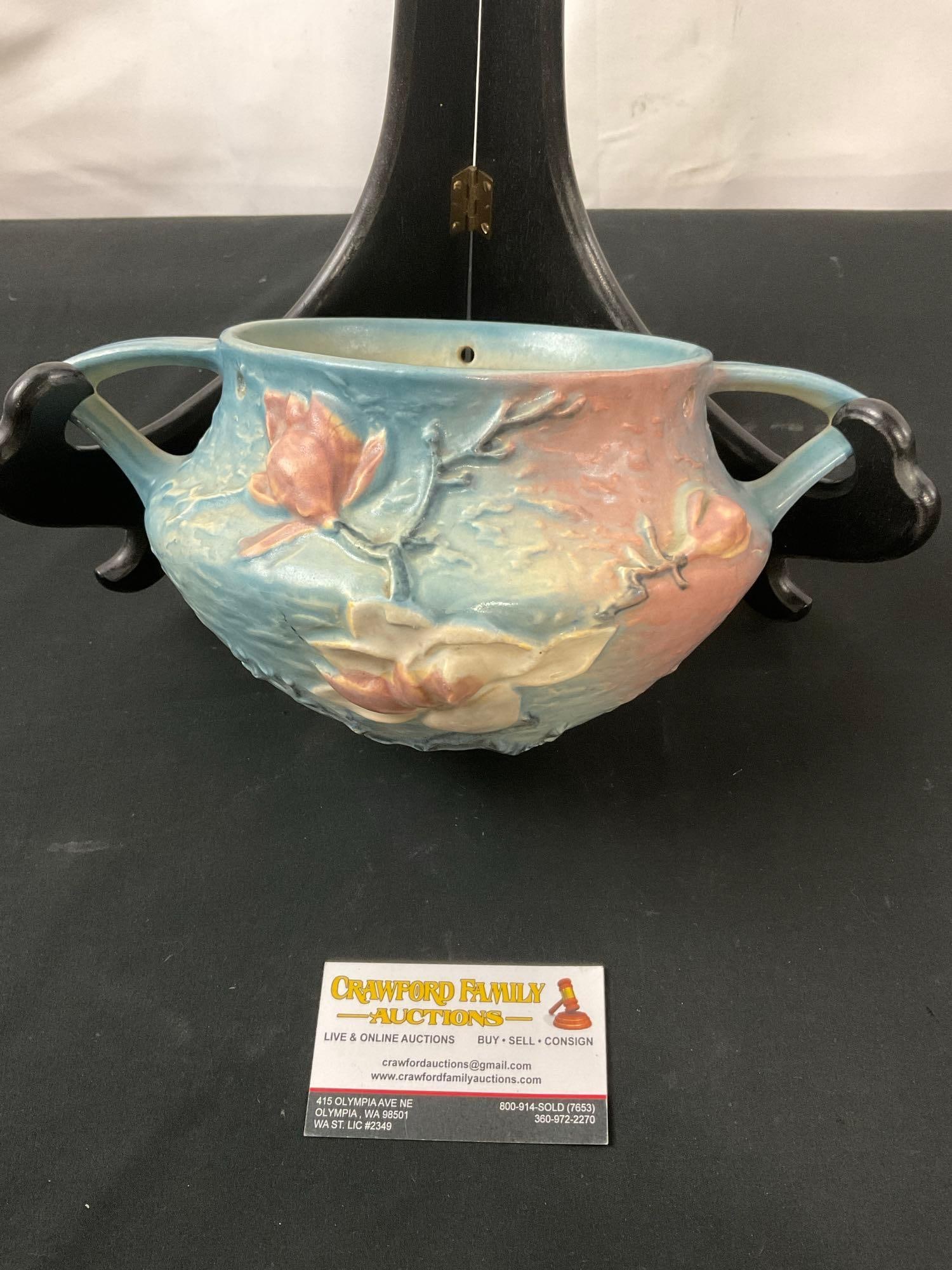 Vintage 1942 Roseville Pottery pattern Magnolia Flower shape #469-5 Hanging Planter (1 of 3)