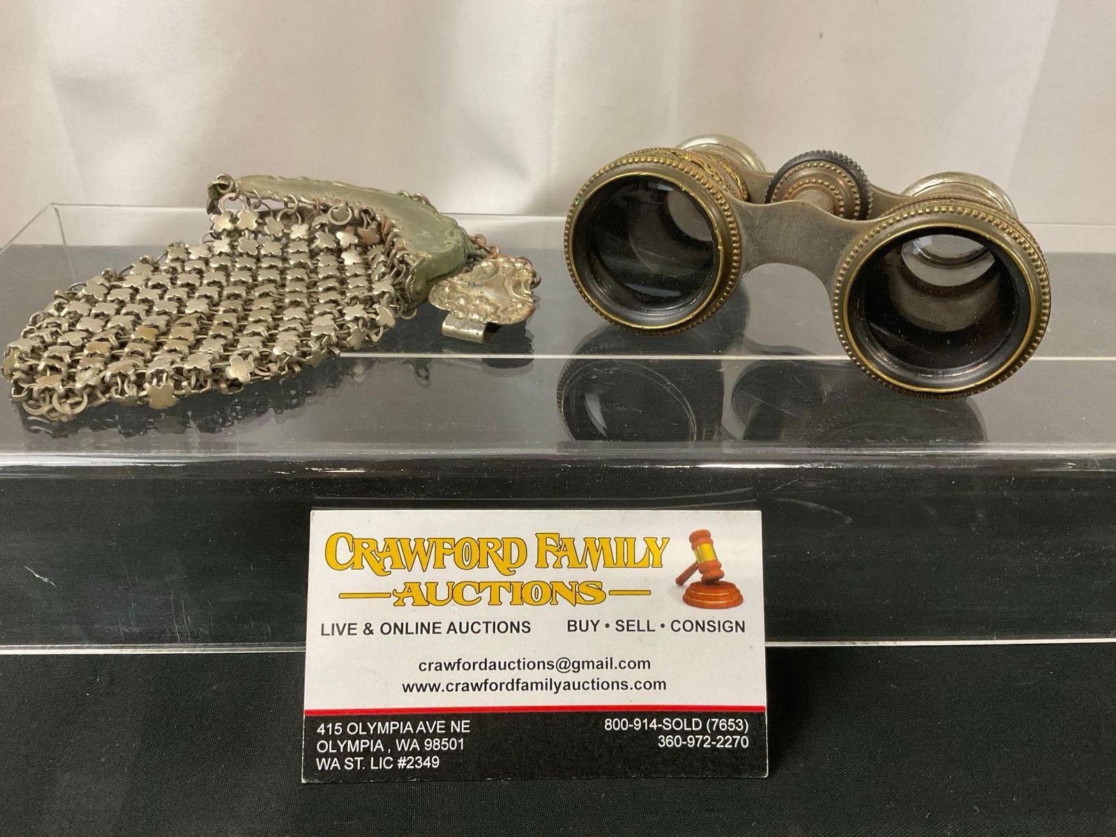 Antique Chevalier Paris Opera Glasses, & Early 20th Century Chainmail Coin Purse (1 of 5)