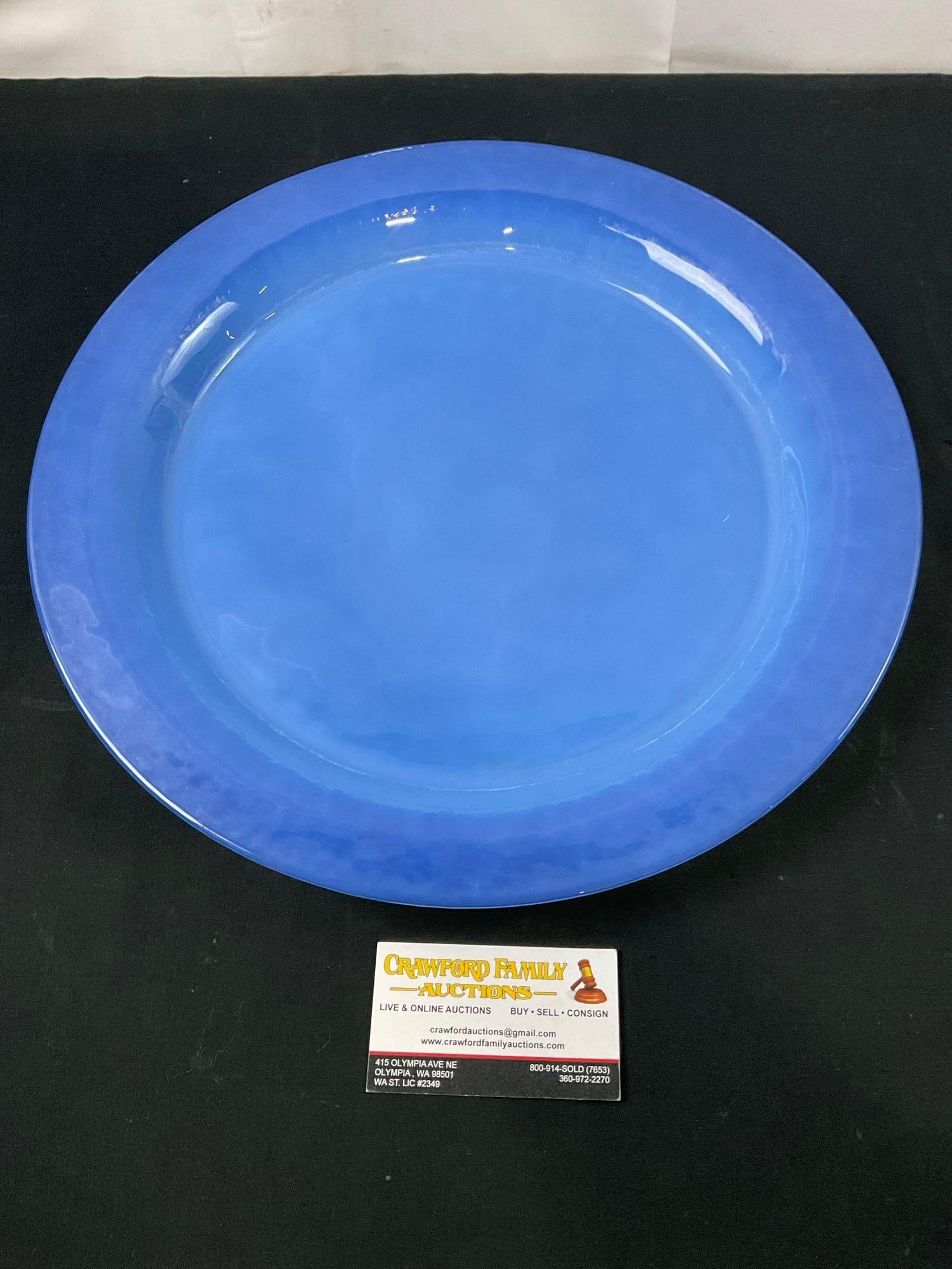 Vintage Yalos Casa Murano Glass Platter, Periwinkle Opalescent, Translucent (1 of 4)