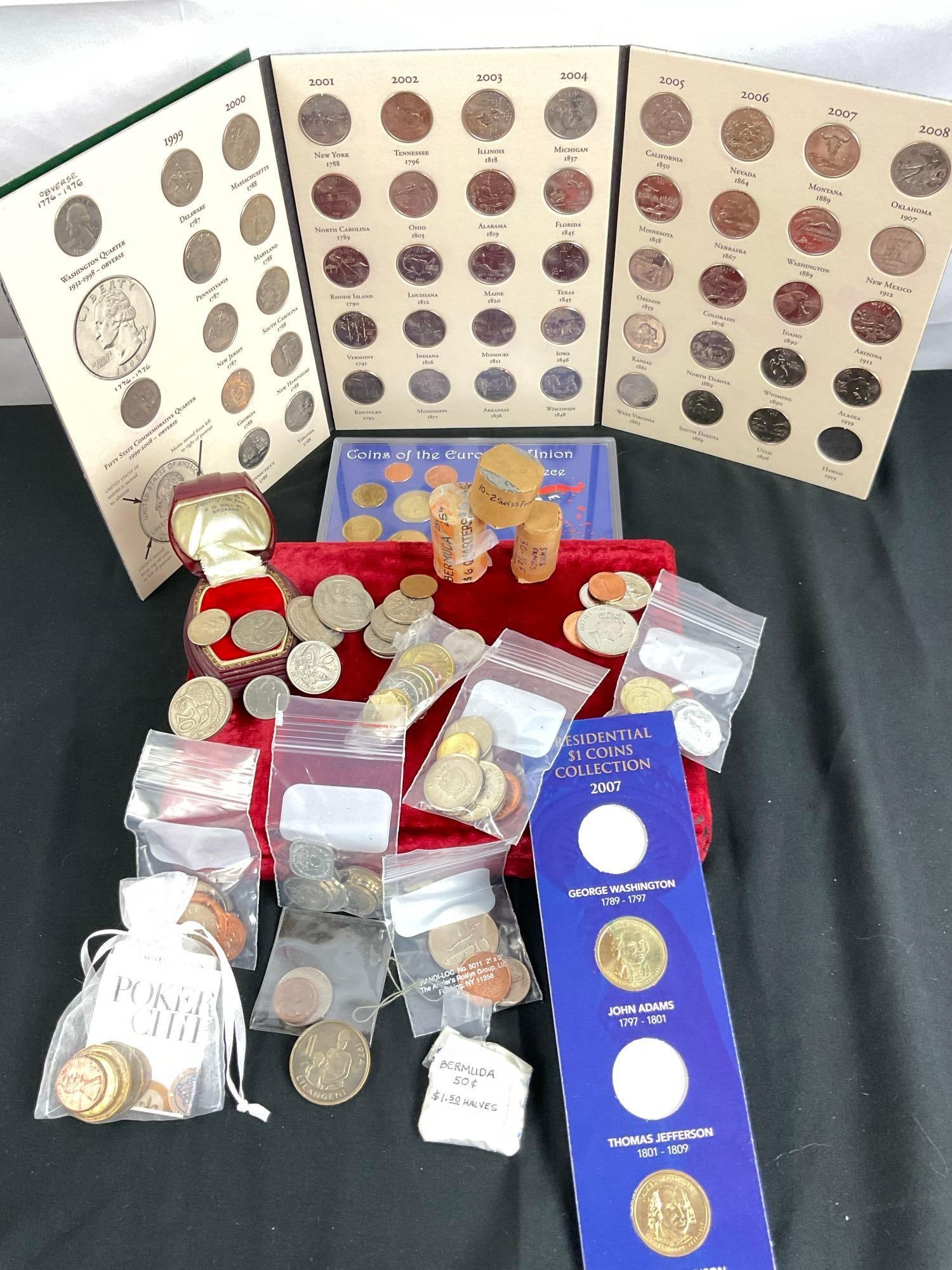 Large collection of foreign and US coins including Sealed1999-2008 UNC 50 state quarter set , + m... (1 of 5)