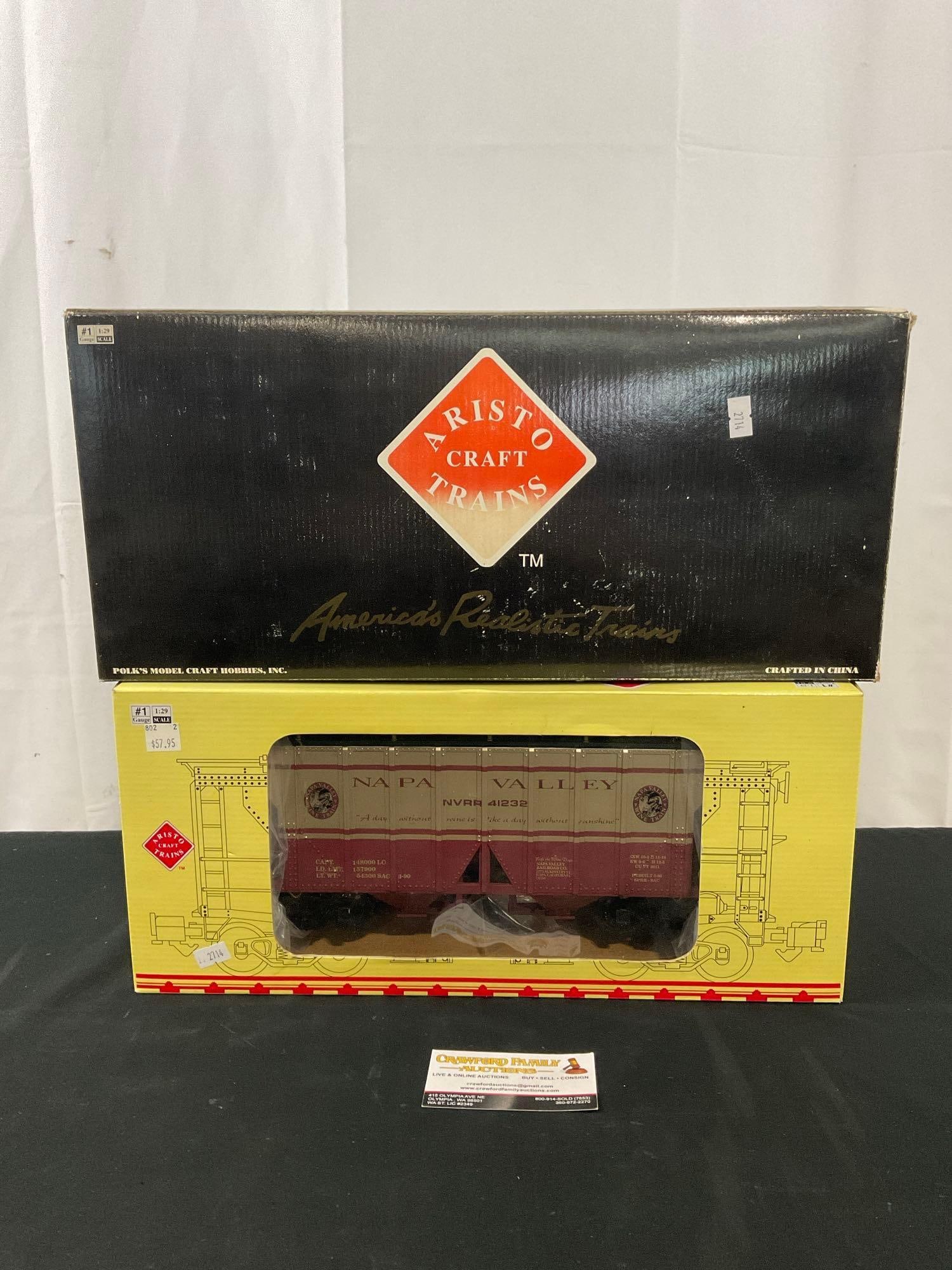 Pair of Aristocraft Trains, Single Dome Chemical Tank Car 41302 & 2-Bay Covered Hopper Car 41232 (1 of 5)