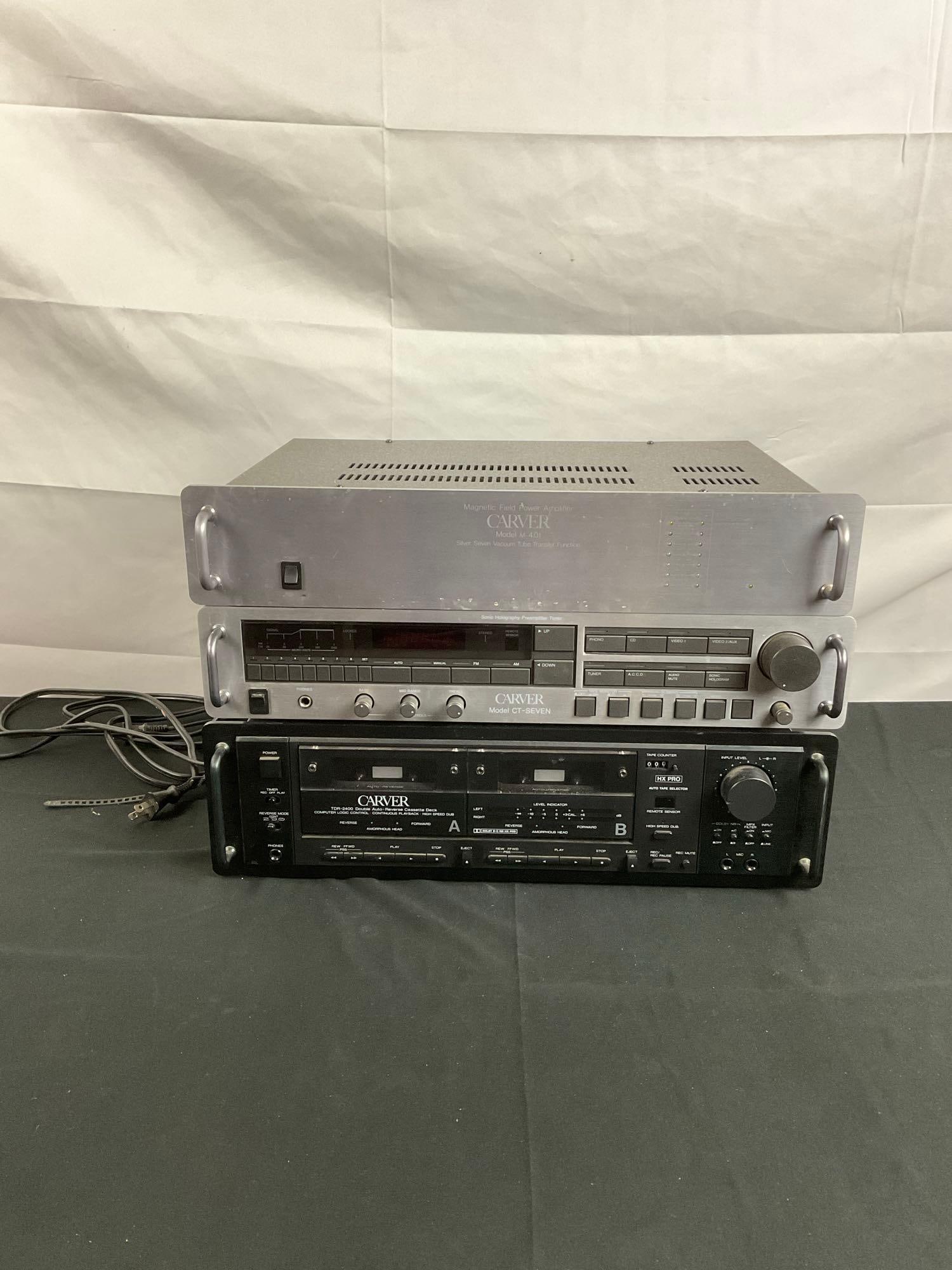 Carver Stereo System Set incl, Double Auto Cassette Deck, Preamplifier tuner, Magnetic Power Amp (1 of 10)