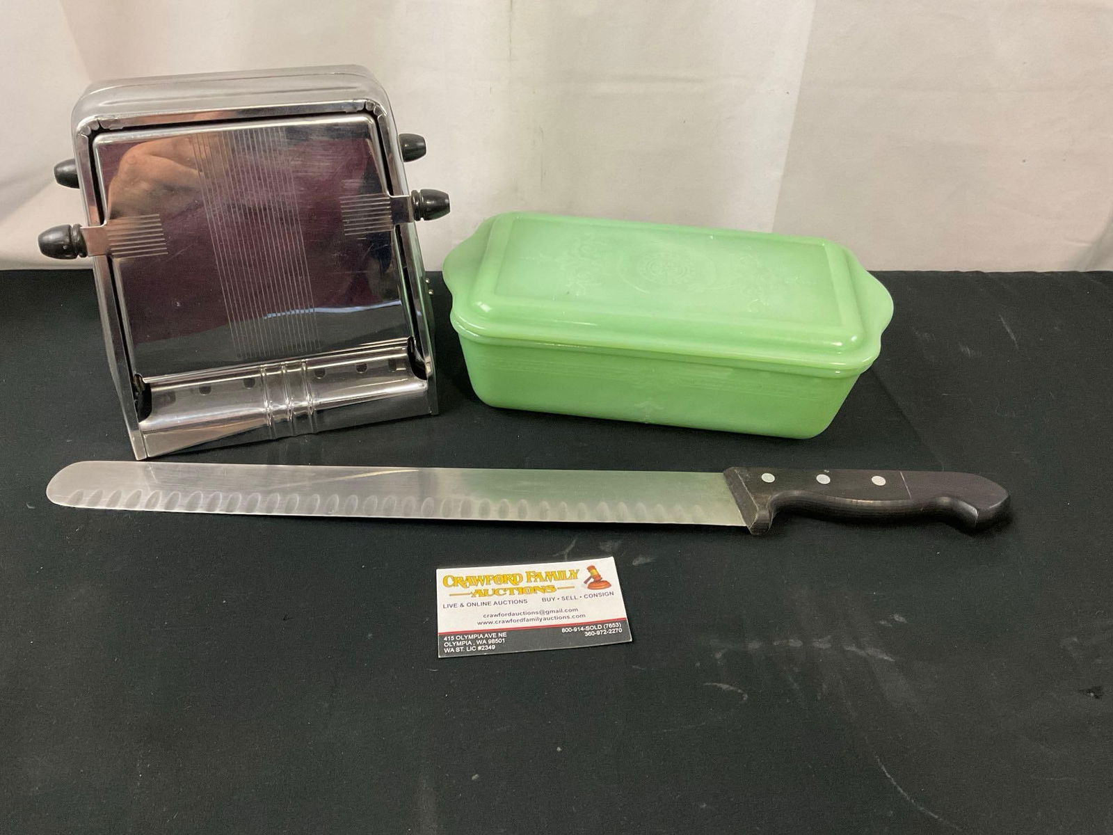 Early 20th Century 1930s Westinghouse Toaster TL-4, Fire King Jadeite Loaf Pan, Henckels Bread Kn... (1 of 8)