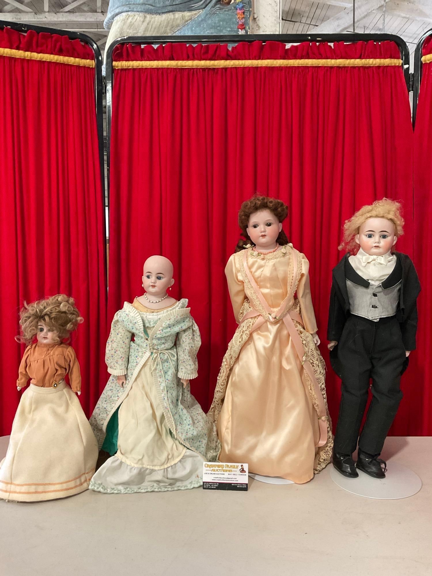 4 pcs Antique Bisque Face Porcelain Dolls. Made in Germany. Armand Marseille. J. D. Kestner. See (1 of 16)