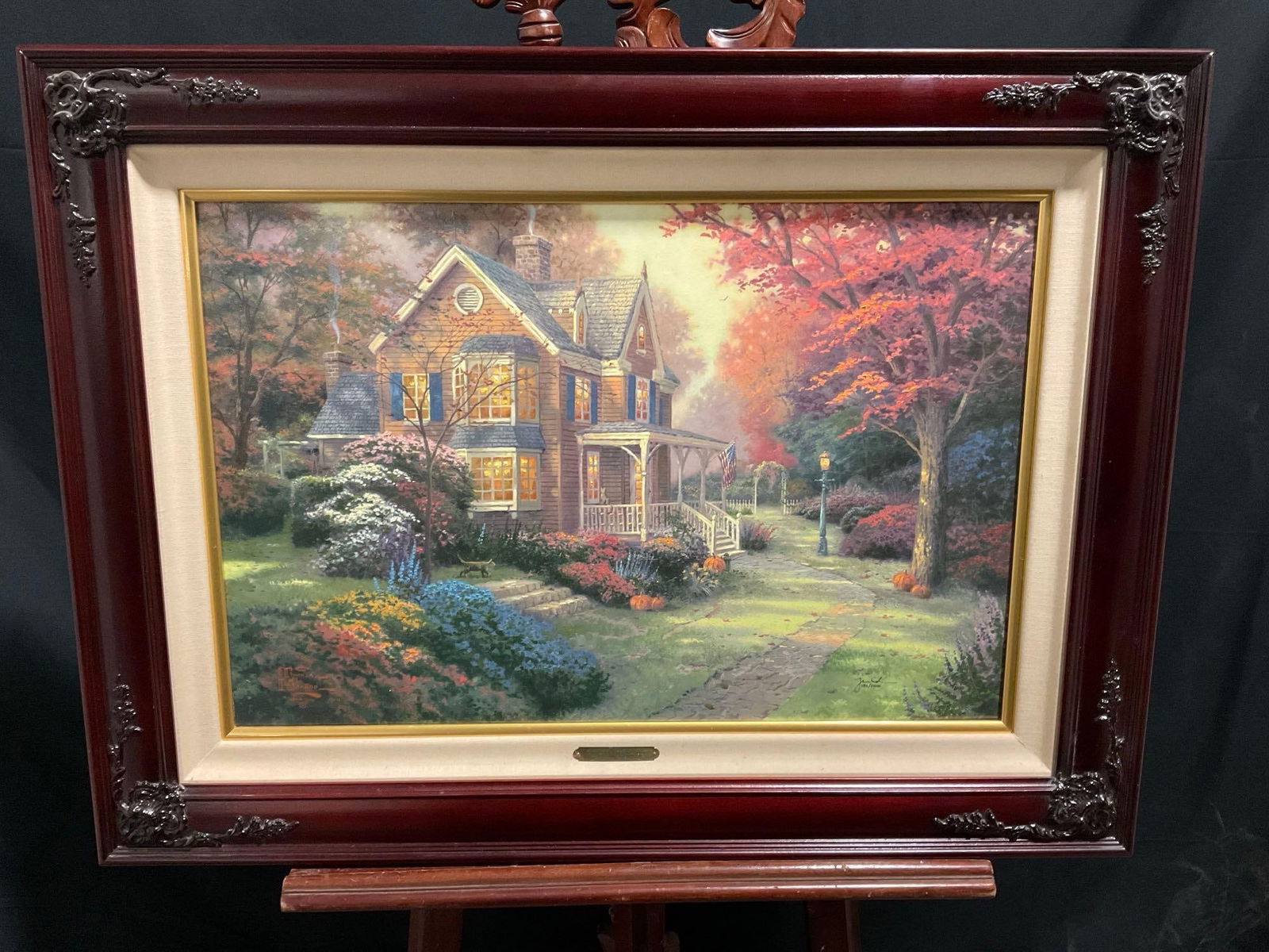 Framed Signed #d 186/2450 w/COA & Receipt titled Victorian Autumn by Thomas Kinkade (1 of 14)