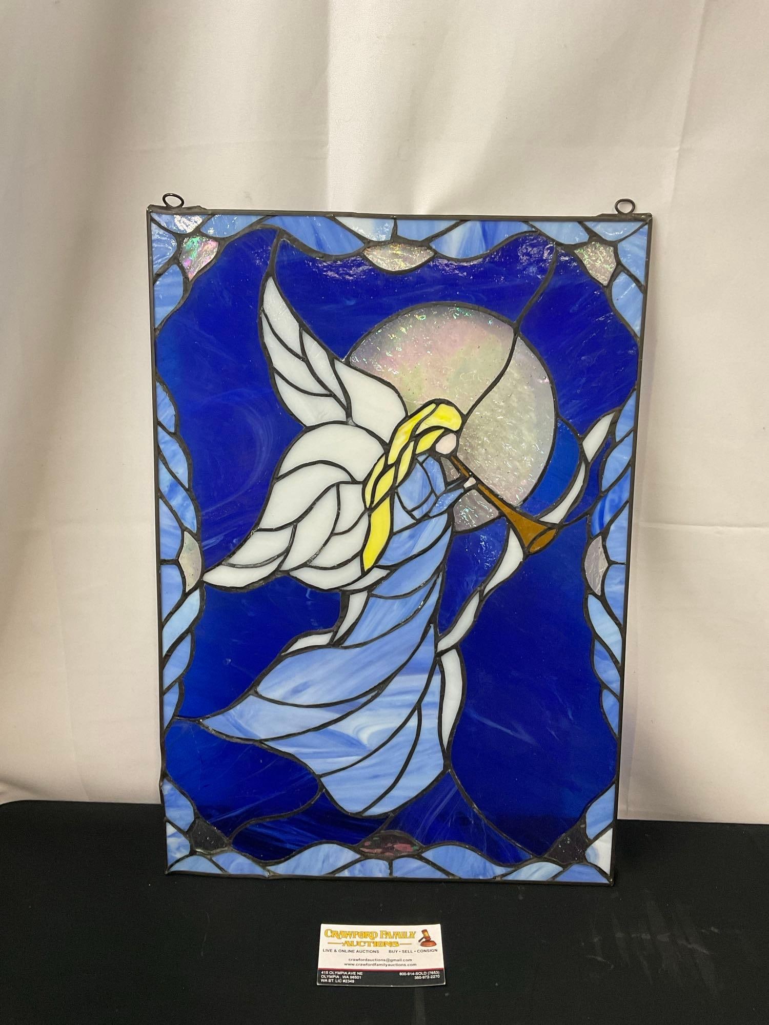 Stained Glass Angel Wall Art Window Panel, 20 by 14 (1 of 5)