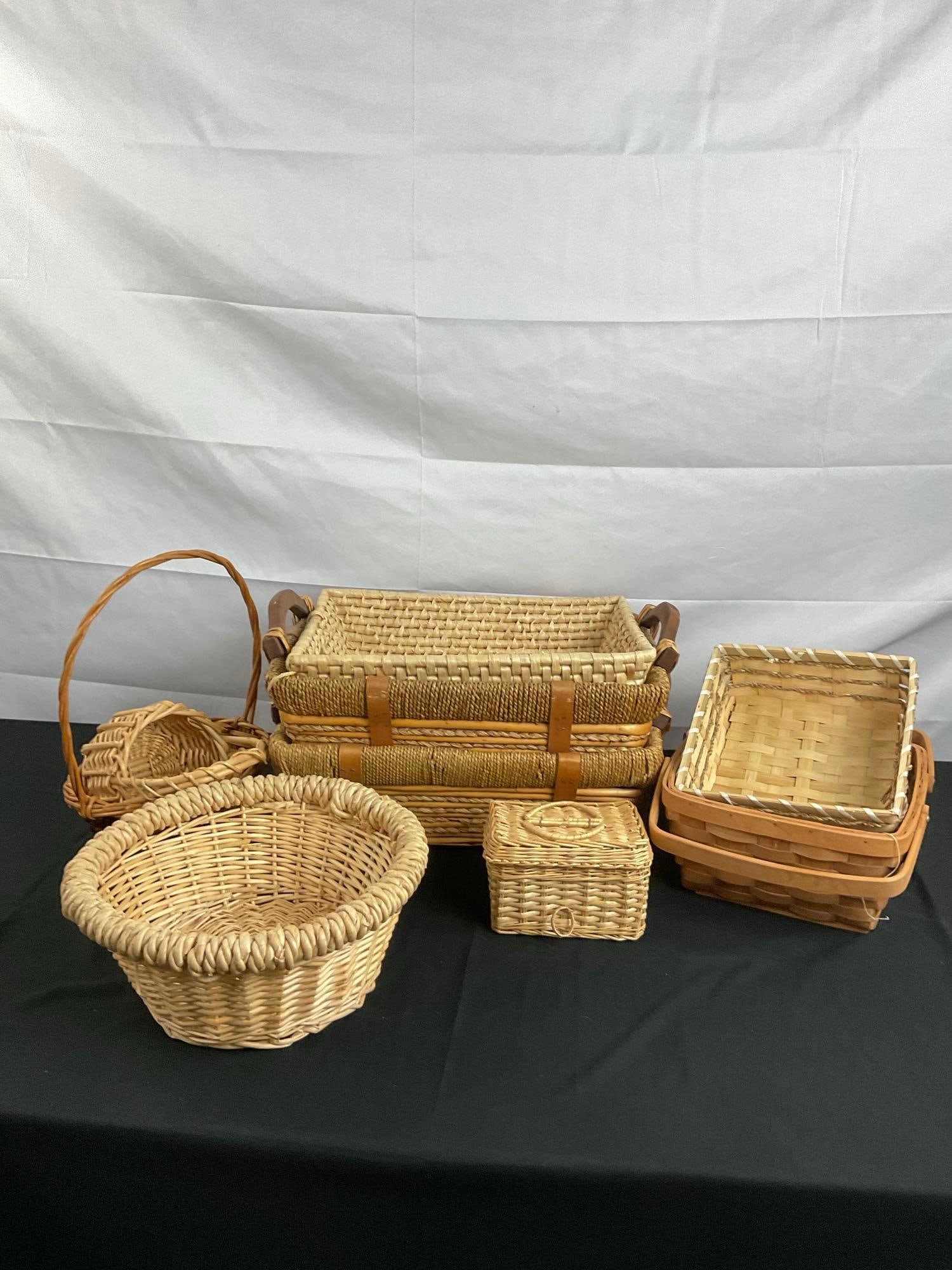 Collection of Various Size & Style Vintage Weave Baskets & Boxes - See pics (1 of 5)