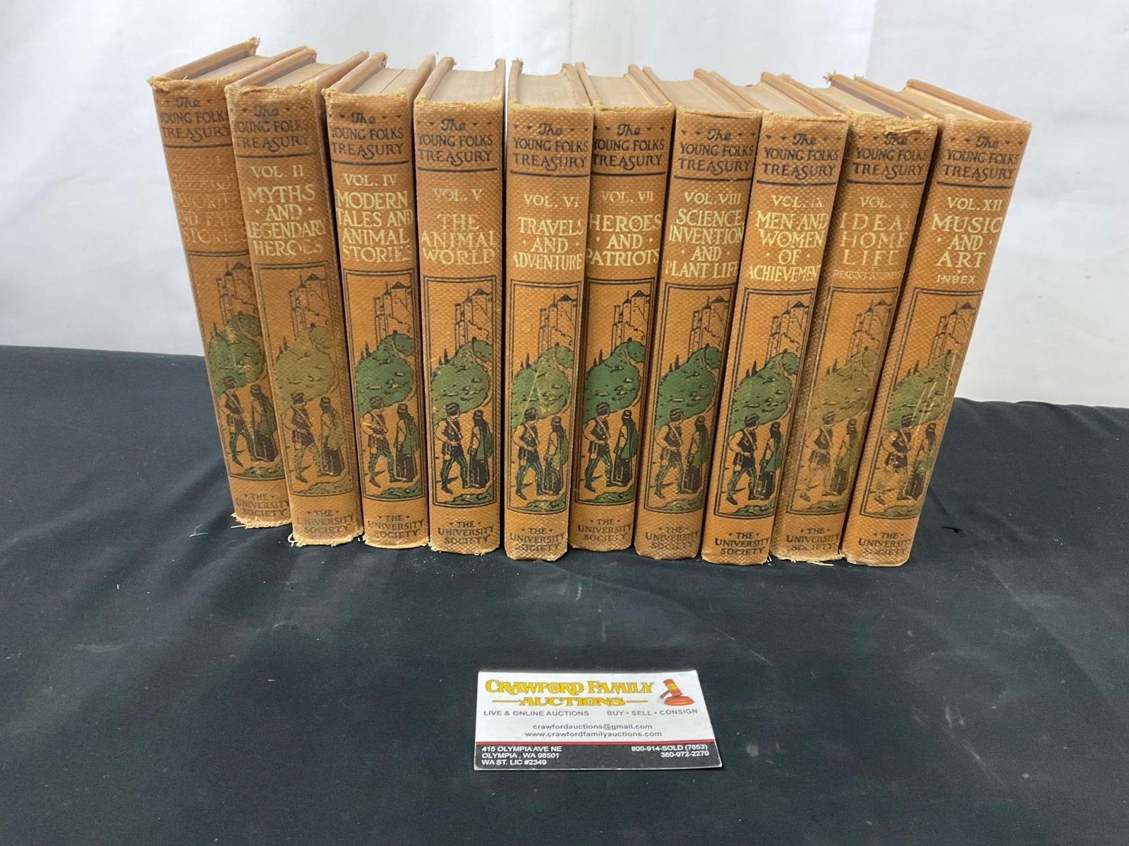 Set of Antique 1921 The Young Folks Treasury Books, Volumes 1-2, 4-10 & 12 by The University Soci... (1 of 8)