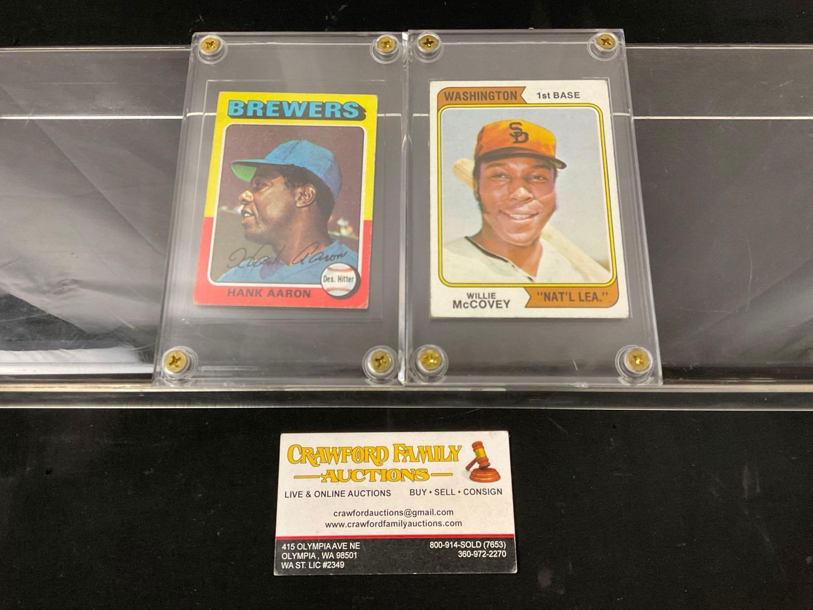 2x Topps Baseball Cards, 1975 660 Hank Aaron Milwaukee Brewers & 1974 250 Willie McCovey Washington (1 of 4)