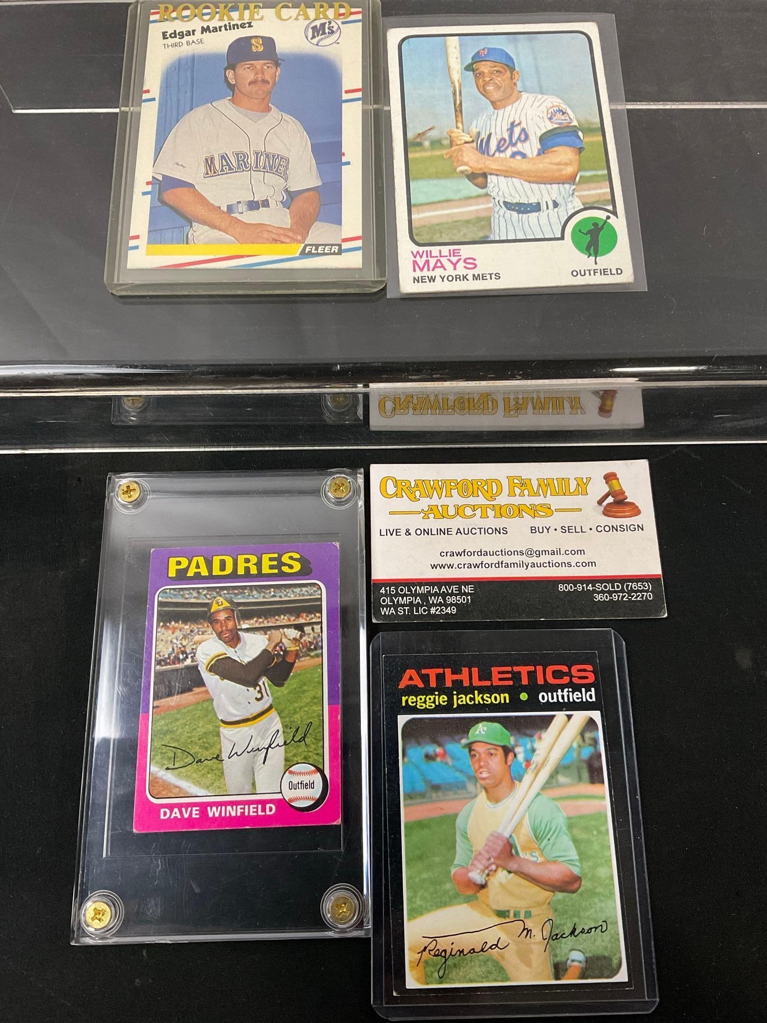 1973 Willie Mays, 1988 Edgar Martinez Rookie Card, 1975 Dave Winfield & 1971 Reggie Jackson Baseb... (1 of 5)