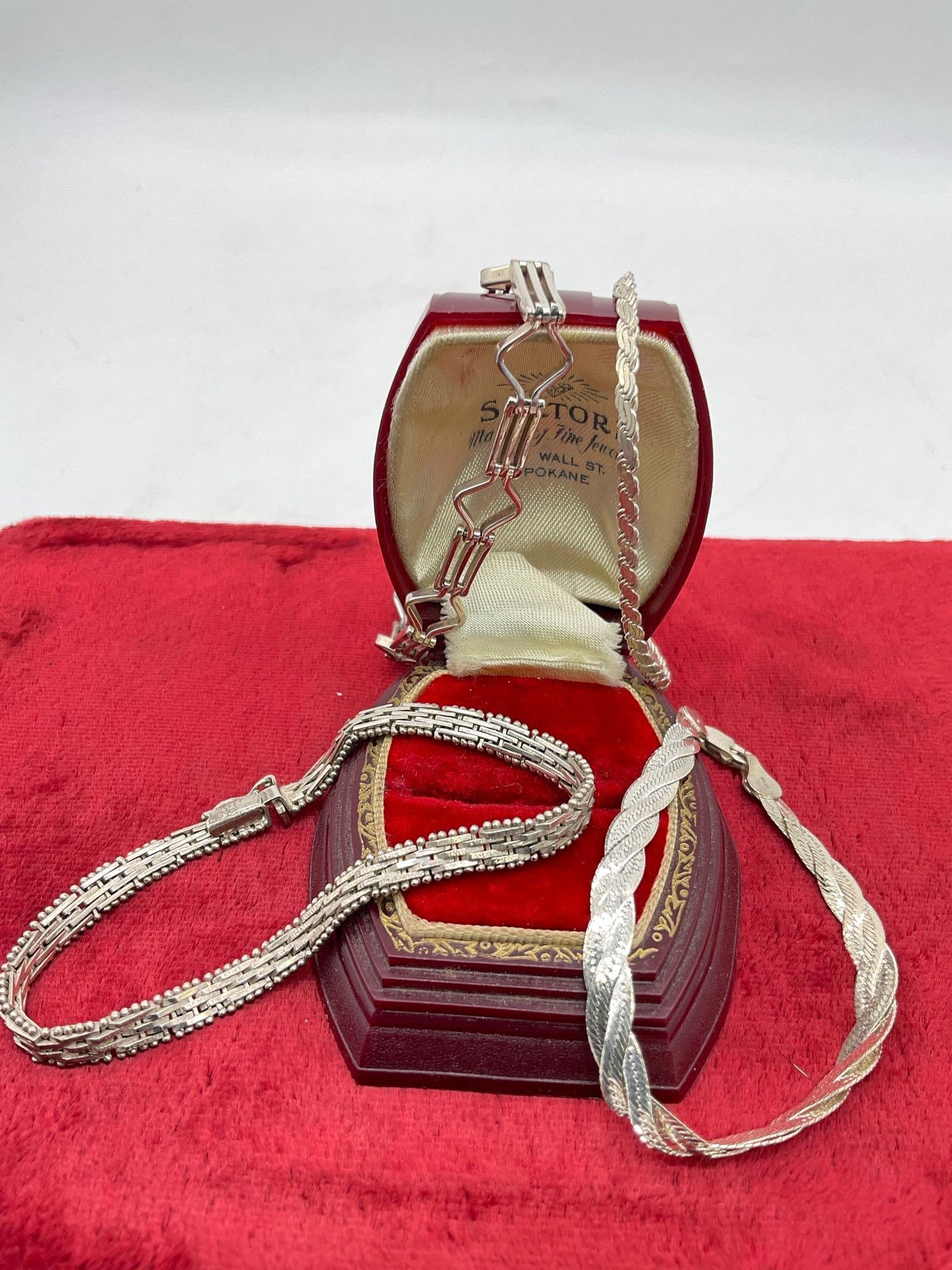 Selection of four modern and vintage sterling silver .925 Italian bracelets - various styles (1 of 3)