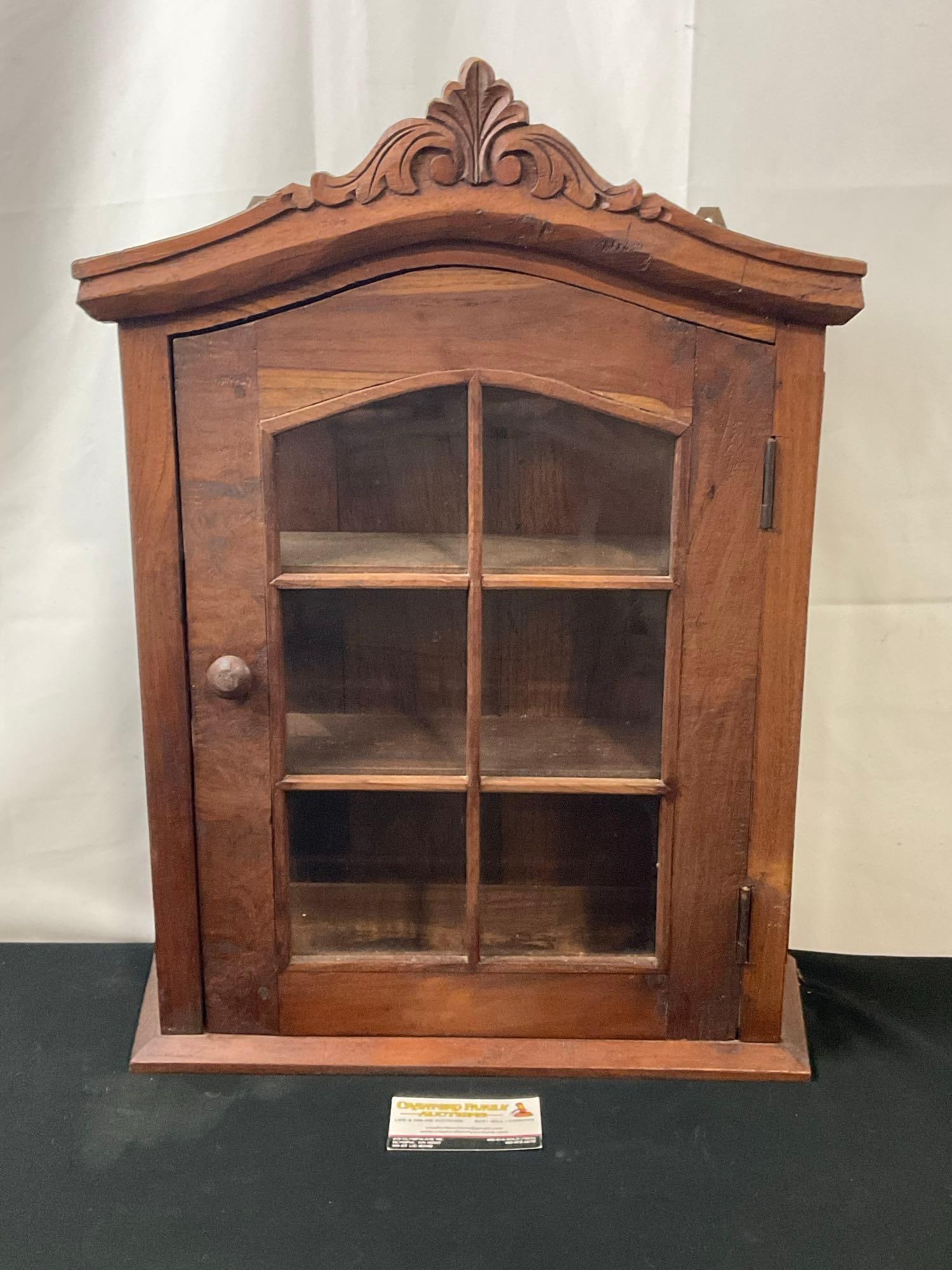 Antique Wooden Cabinet, Three Shelves, 23.5 x 18.5 inches (1 of 6)