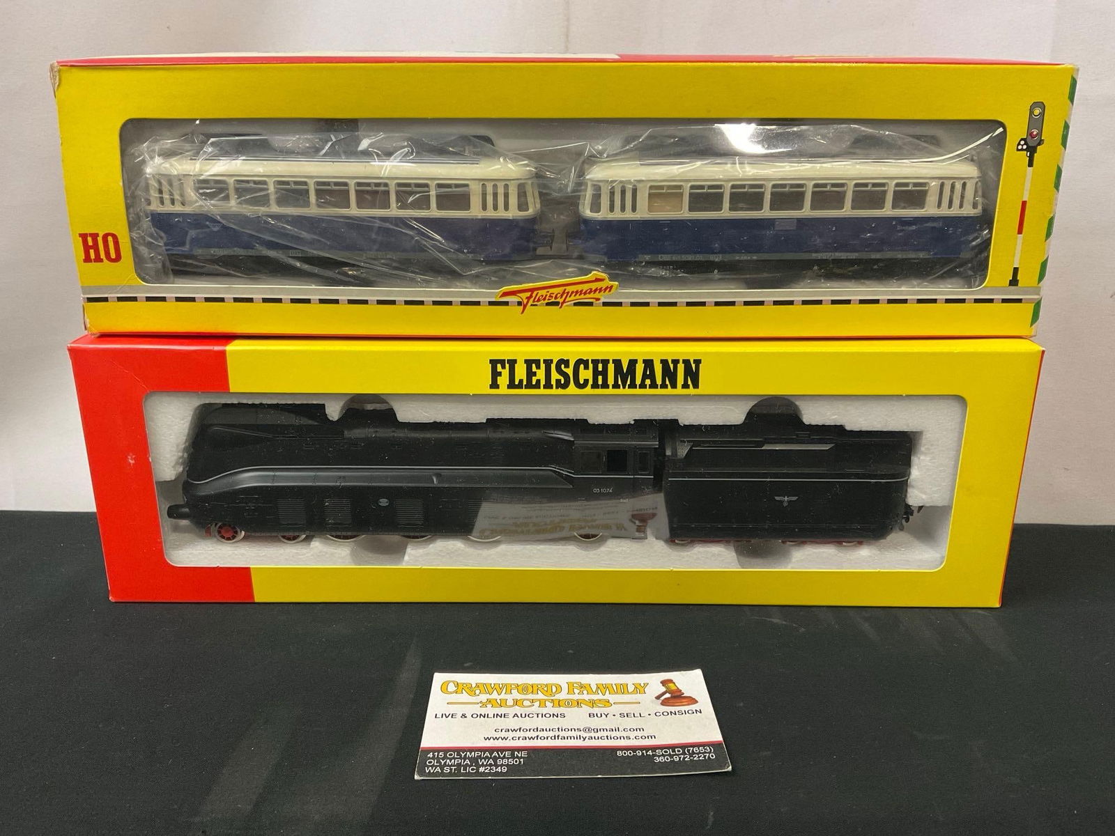 Pair of HO Scale Fleischmann Trains, 4172 steam locomotive BR 03 1074 & Railbus w/ Trolley 1372/2 (1 of 4)