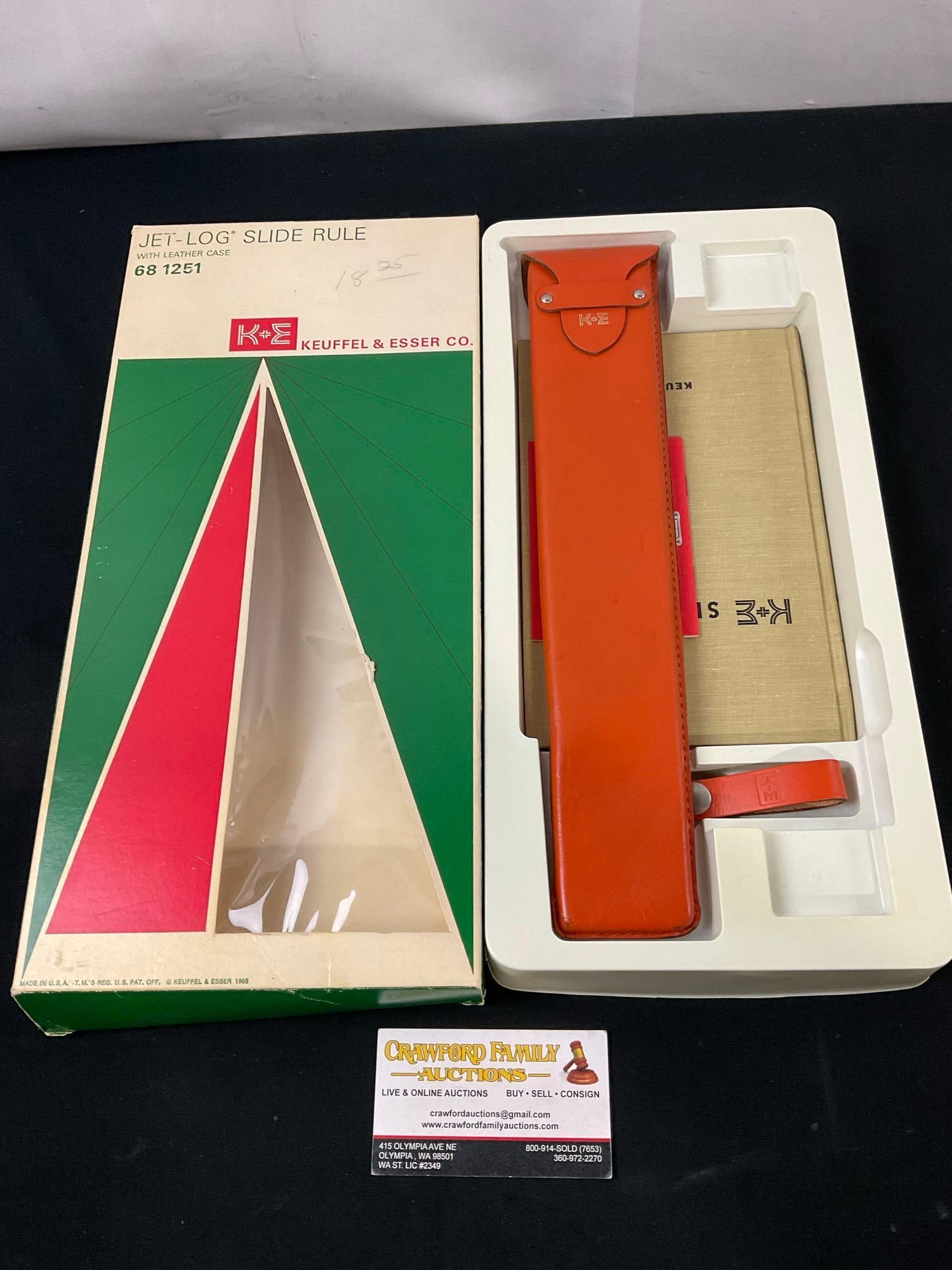 Vintage Keuffel & Esser Jet-Log Slide Rule with leather Case 68 1251 in original box (1 of 9)