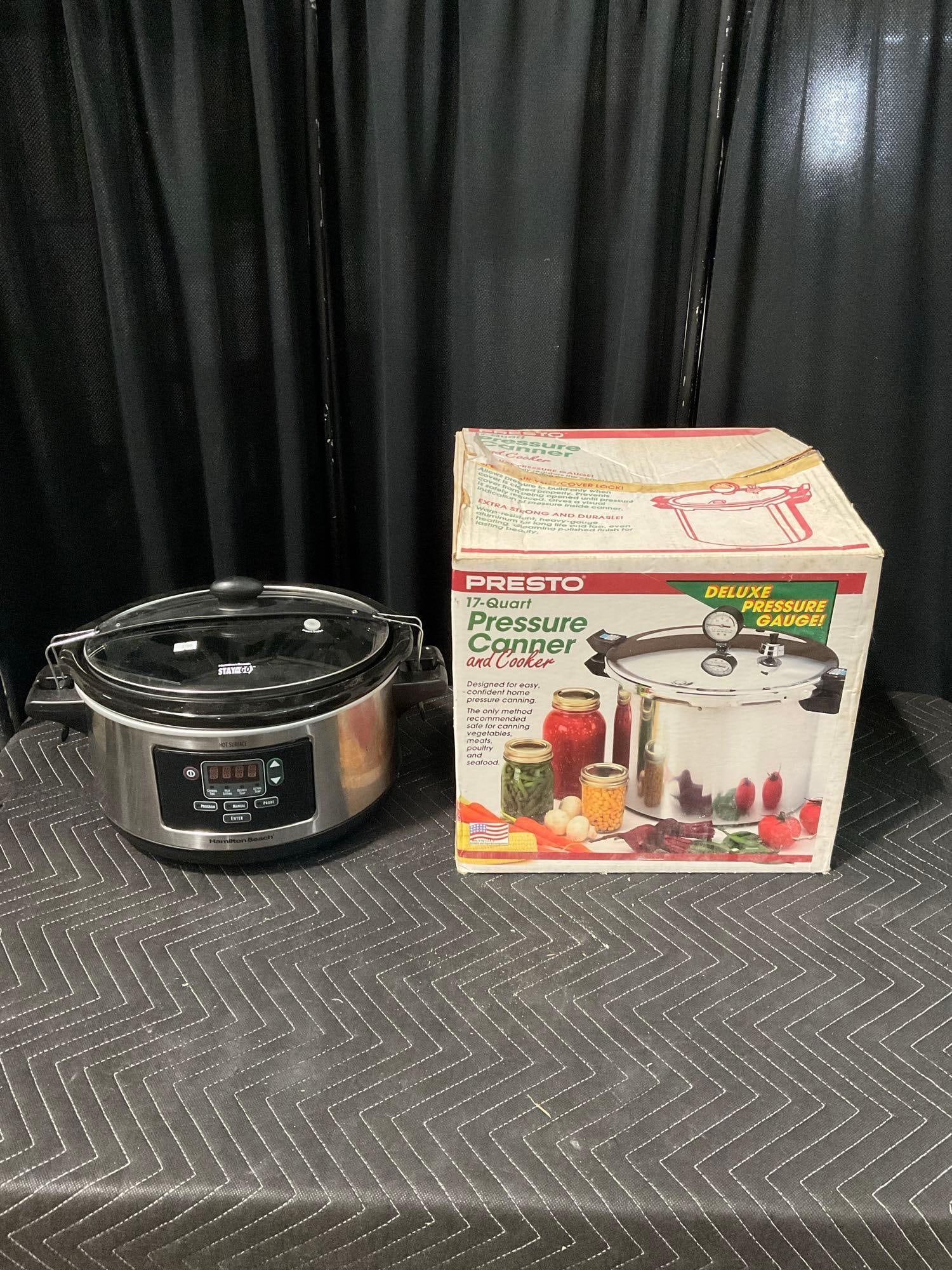 Hamilton Beach Stay & Go Crock Pot & Presto 17 Quart Pressure Cooker