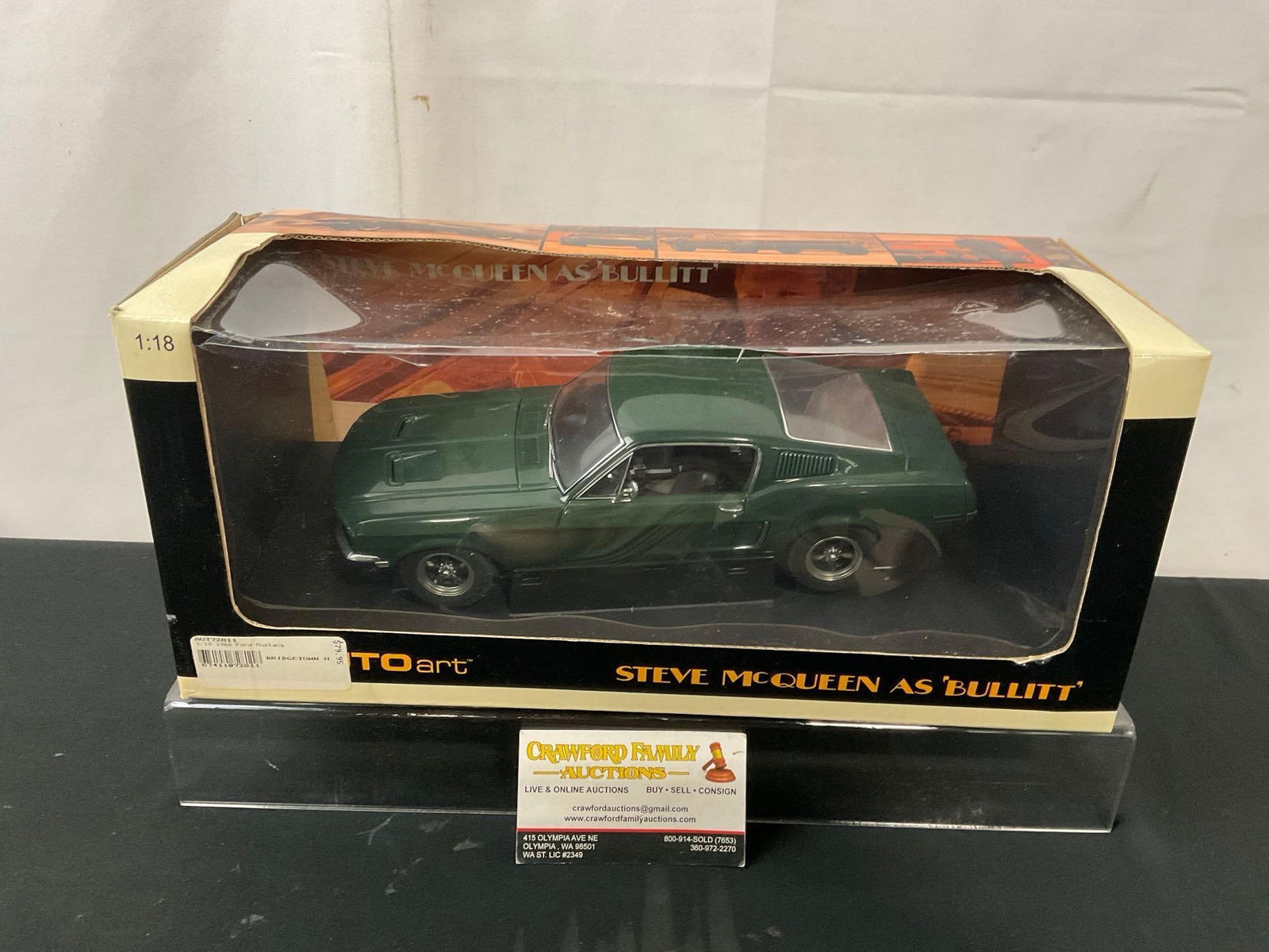 Vintage AutoArt Steve McQueen Bullitt Green Mustang Model Car in original packaging (1 of 6)