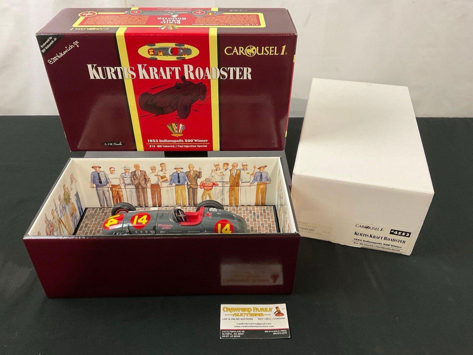 Carousel 1:18 Scale Kurtis Kraft Roadster 1953 Indianapolis 500 Winner #14 Bill Vukovich #4553 (1 of 6)