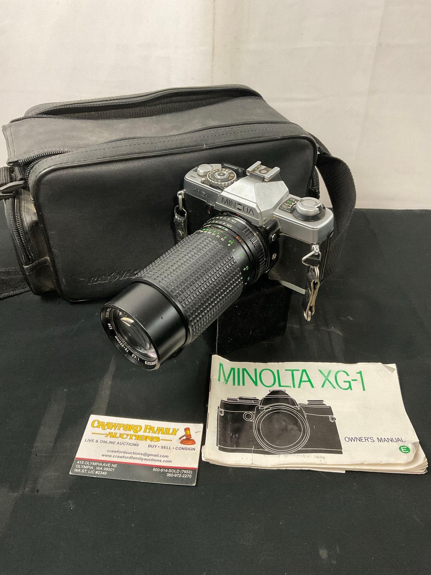 Minolta XG-1 Film Camera w/ Tou/Five Star MC Auto Macro 75-200mm Lens w/ Case (1 of 3)