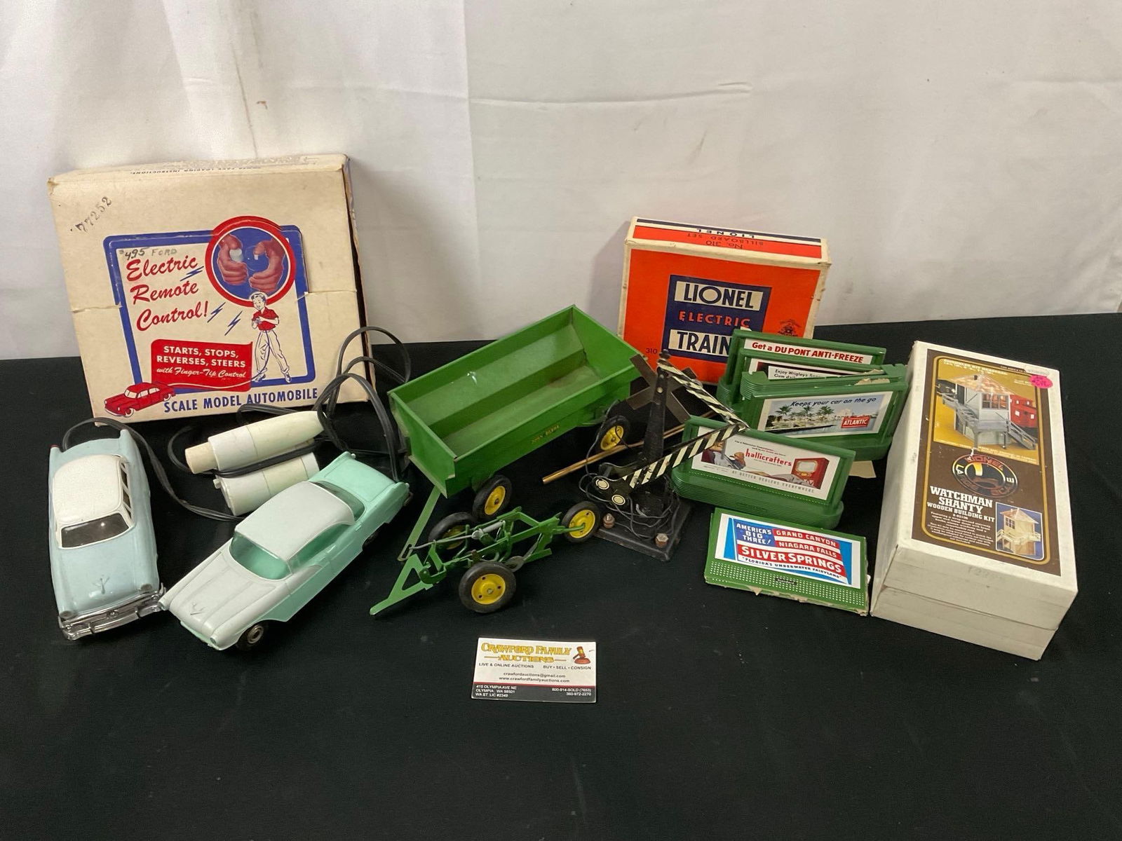Pair of John Deere Diecast Pieces, Lionel Trains Billboards & Watchman Shanty Kit, Electric RC Car (1 of 6)
