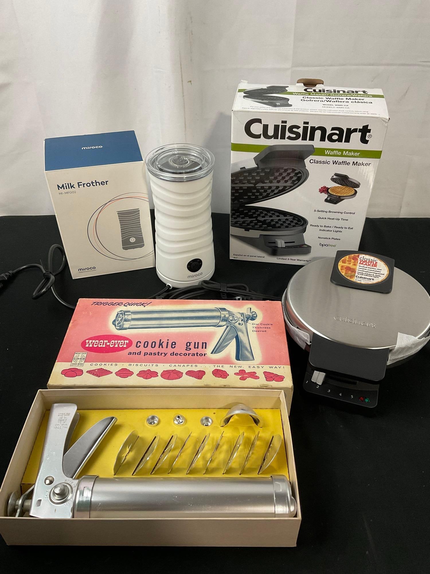 Miroco Milk Frother model MI-MF002, Wear-Ever Cookie Press & Cuisinart Classic Waffle Maker, work... (1 of 5)