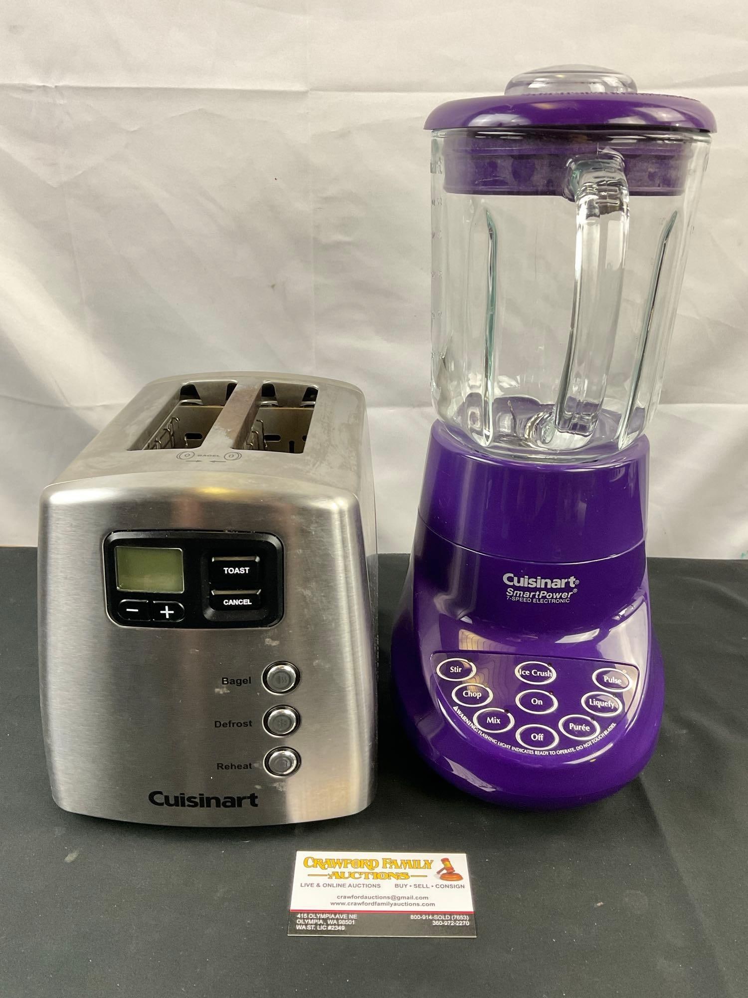 2 pcs Cuisinart Kitchen Appliances. Violet SmartPower Blender & Toaster. Tested, Work. See pics.: 2 pcs Cuisinart Kitchen Appliances. Cuisinart Violet SmartPower 7-Speed Electric Blender Model SPB-7. Cuisinart 2-Slice Motorized Toaster Model CPT-420. Tested, Work. Minor scuffs, condition is otherw
