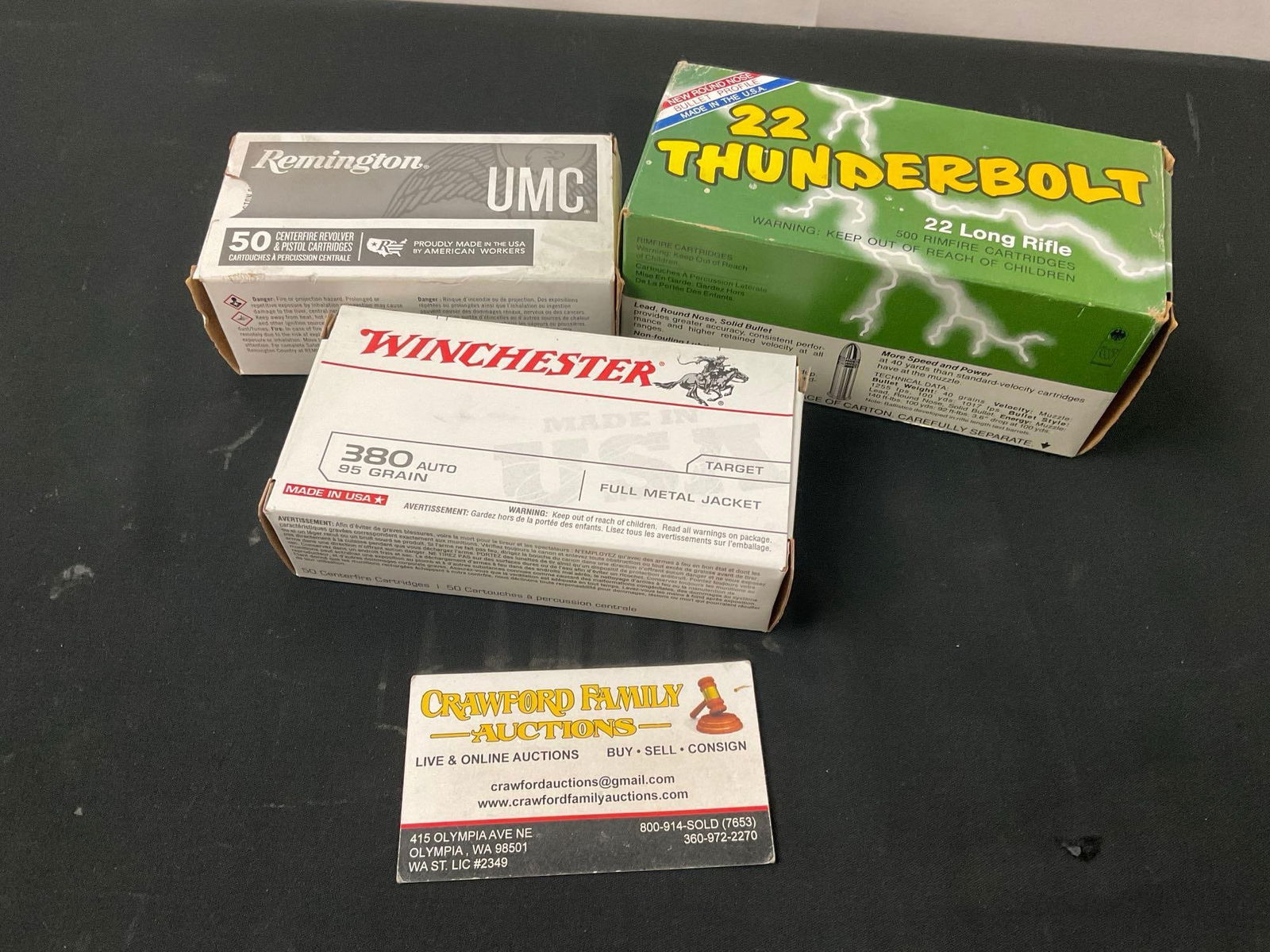 3x Full Boxes of Ammo, .22 LR Thunderbolt, Winchester .380 Auto & Remington .38 Special (1 of 3)