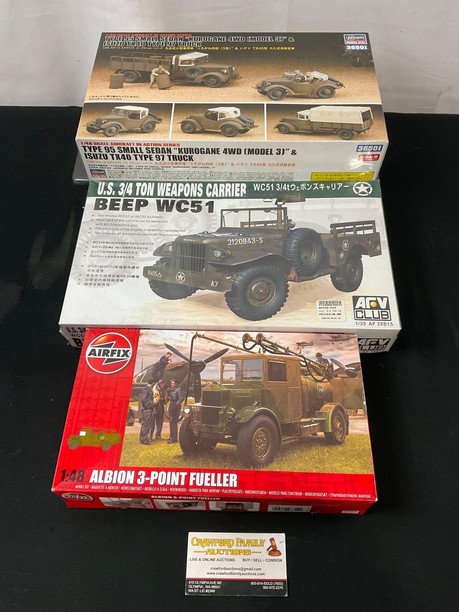 Hasegawa Type 95 Kurogane model 3, US 3/4 Ton Weapons Carrier & AirFix Albion Fueller Model Kits (1 of 7)